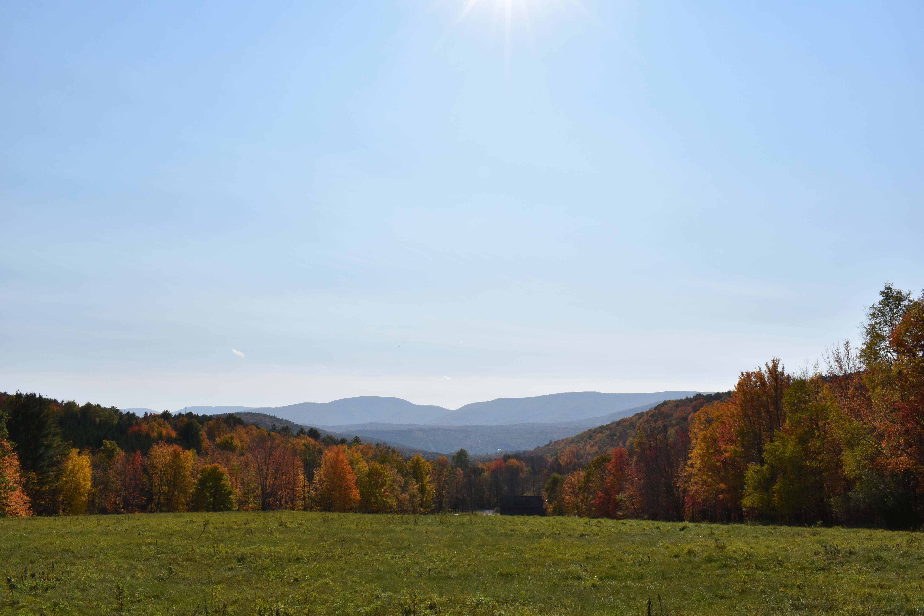 Uninterrupted Mountain view from Glamping tents in Fall.