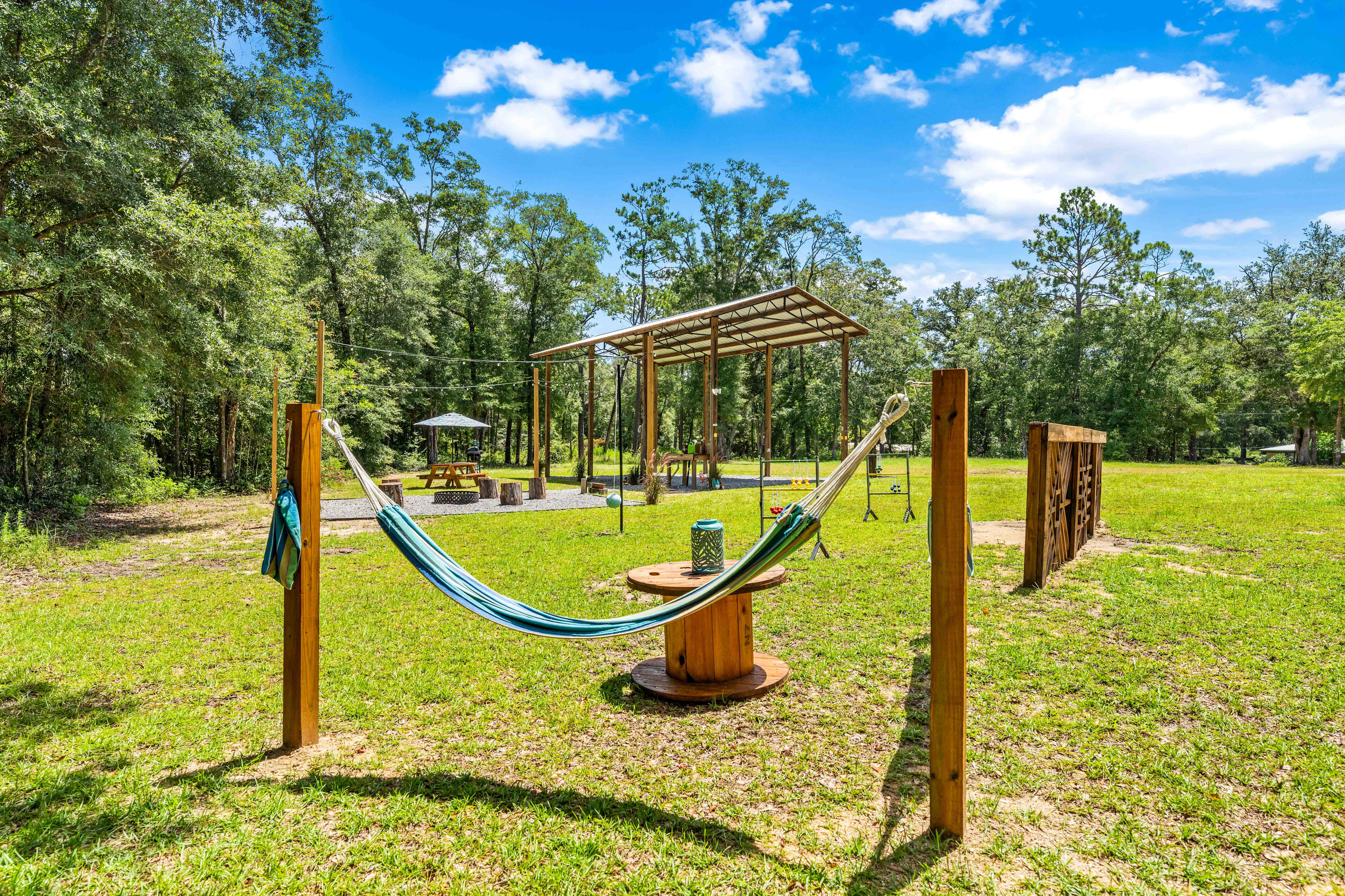 Kick back & relax in the hammock area