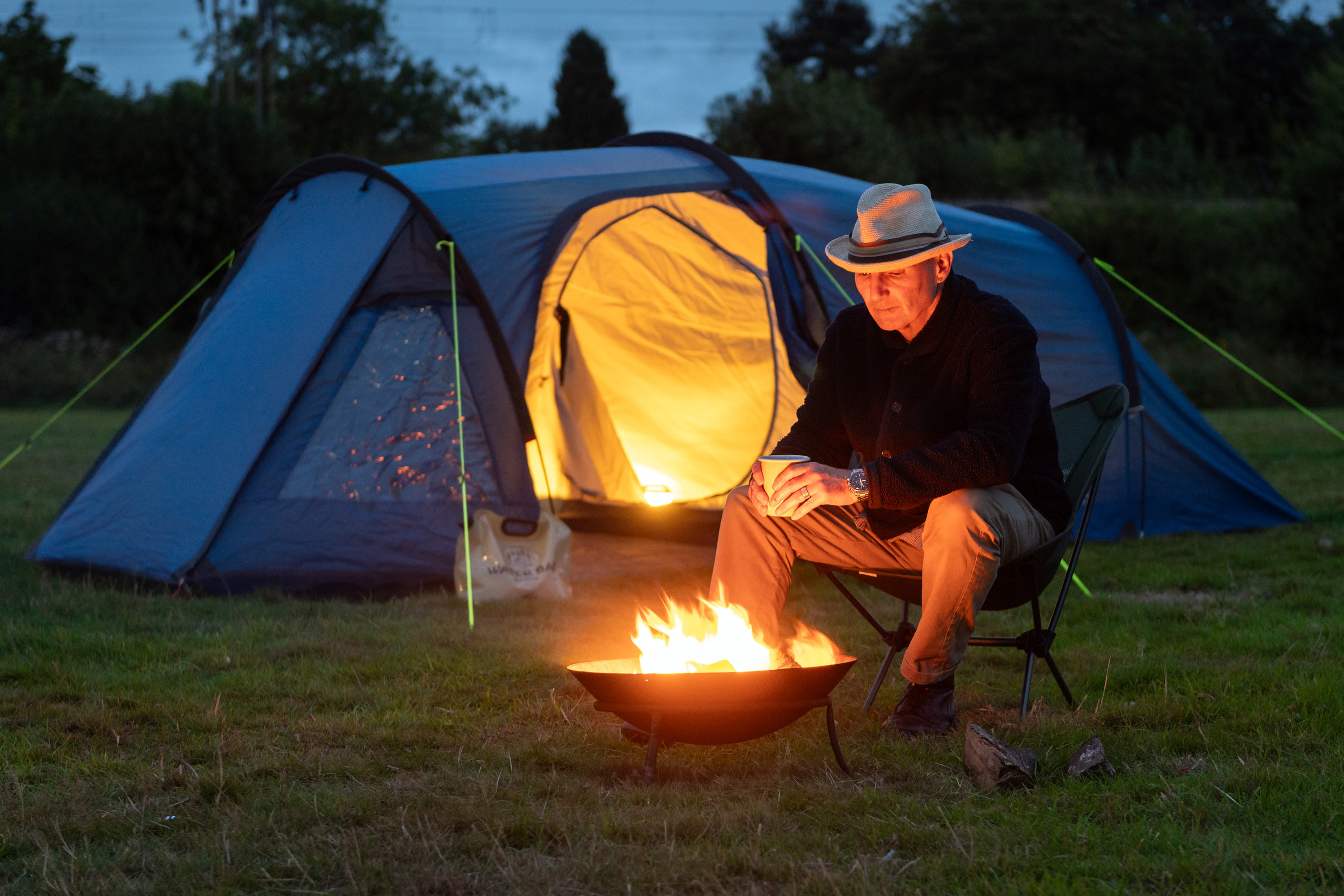Simple pleasures: a bed, a fire and a drink. The campsite allows fires (off ground), and fire bowls can be hired for just £5.00 - but you’ll need to bring your own firewood.