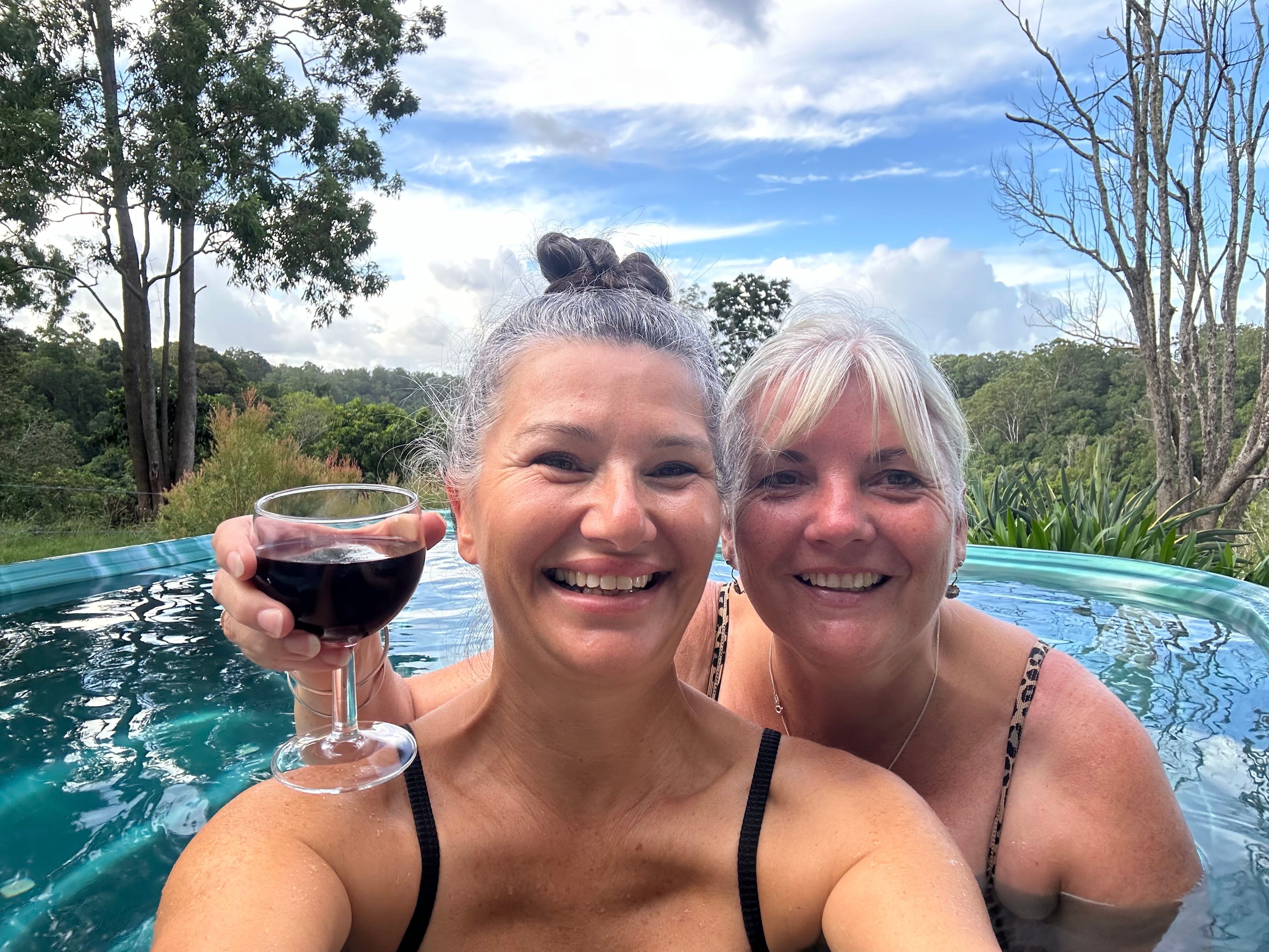 Afternoon spa with a bestie and spectacular views. Ummm plastic wine cups are supplied ;)