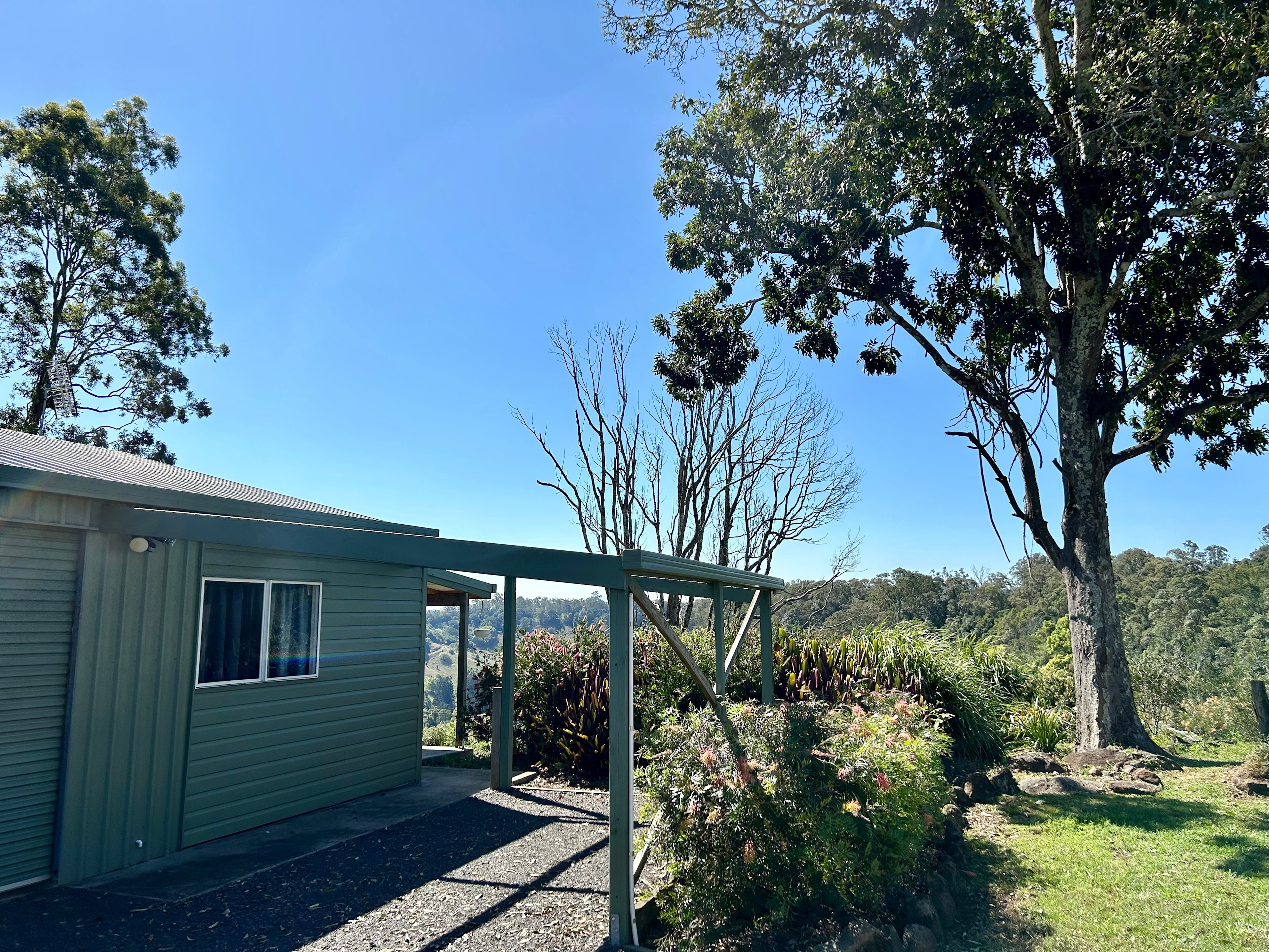 Parking right next to the cabin (the roof goes on soon)