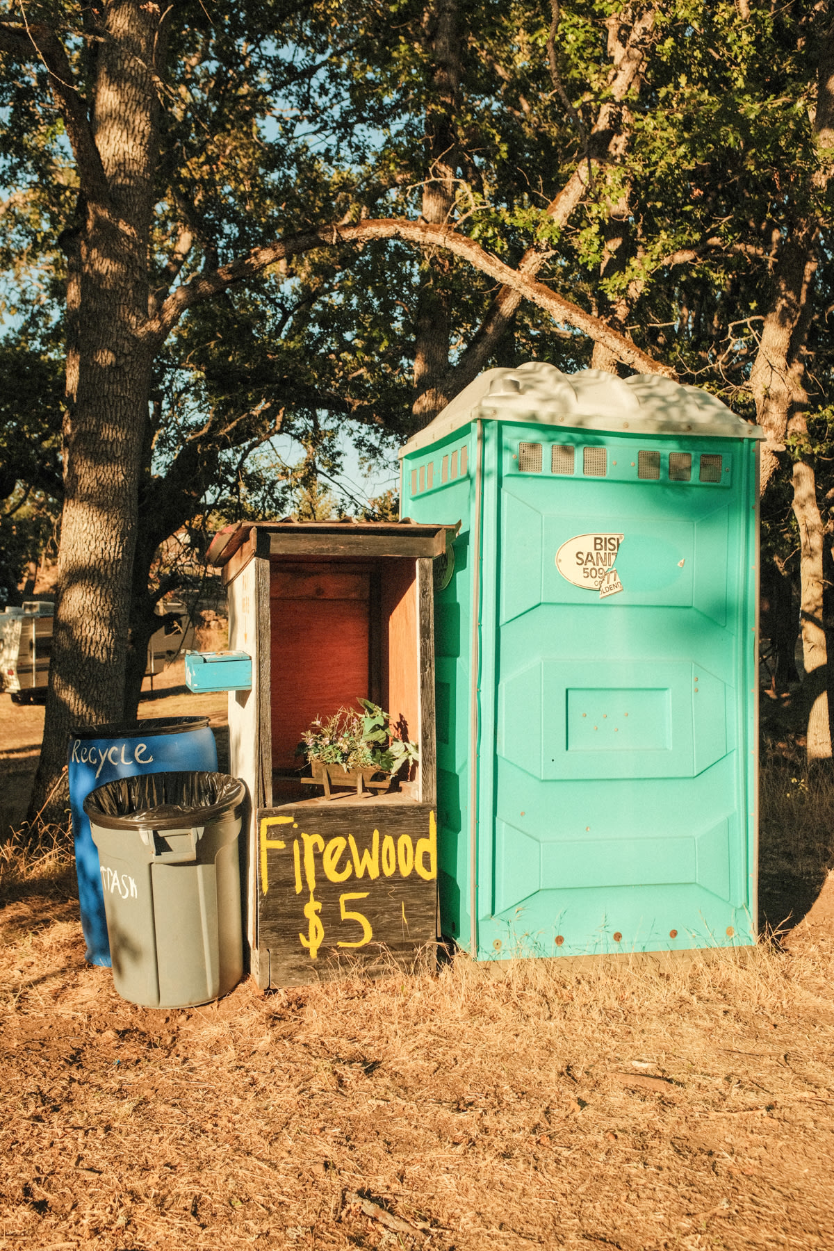 Bathroom, garbage, recycling and firewood (when fires are allowed)