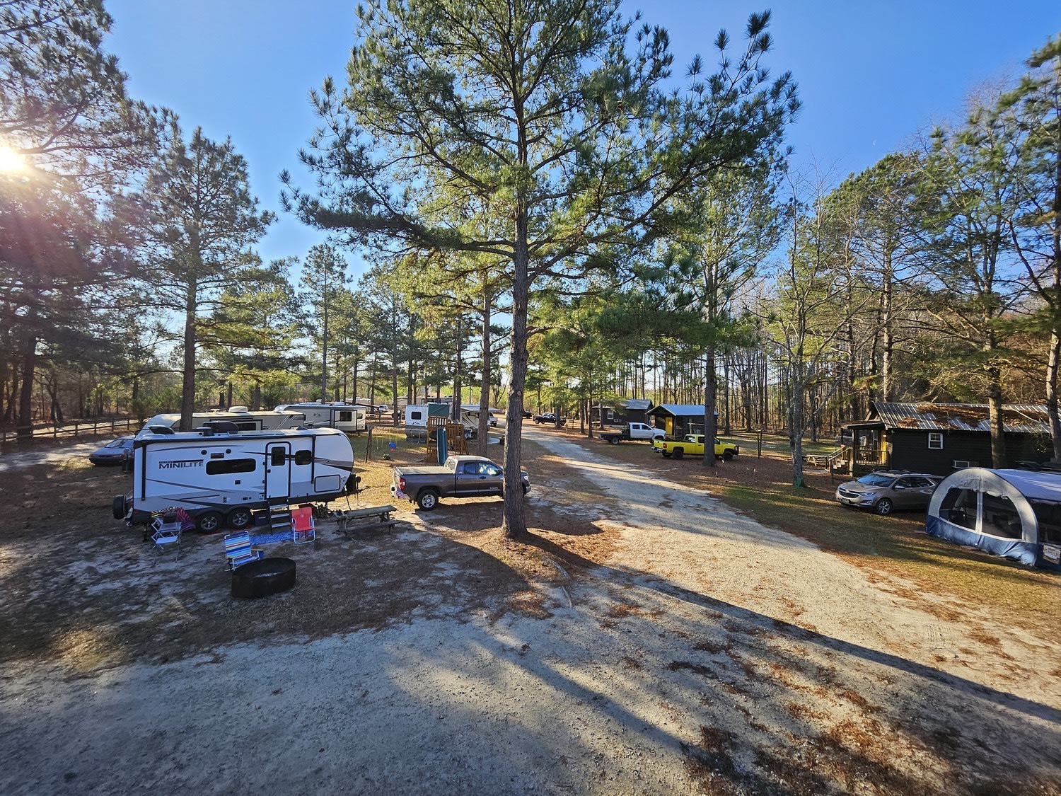 View of RV center loop and cabins