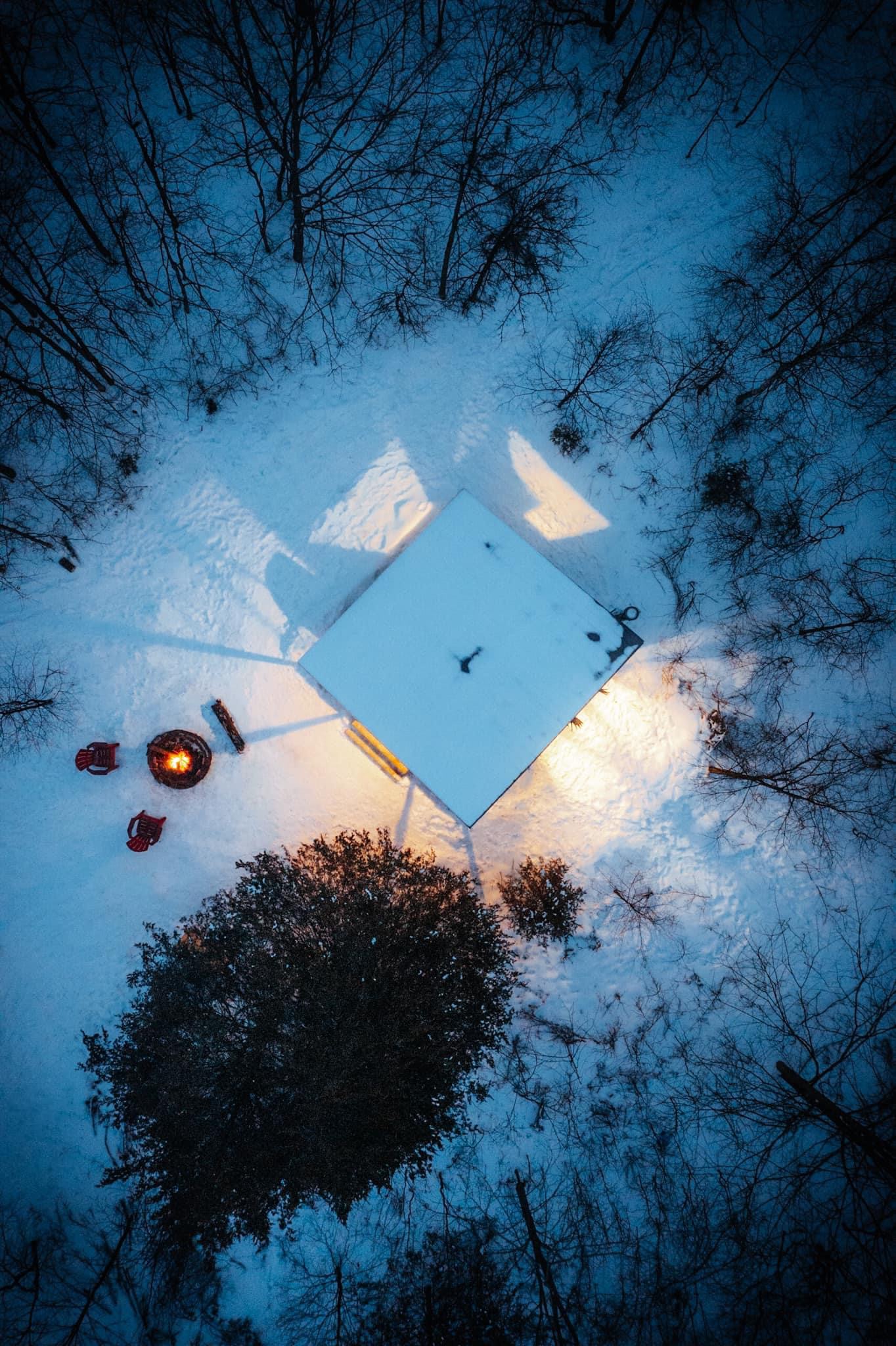 A winter birds eye view of Jacks Cabin