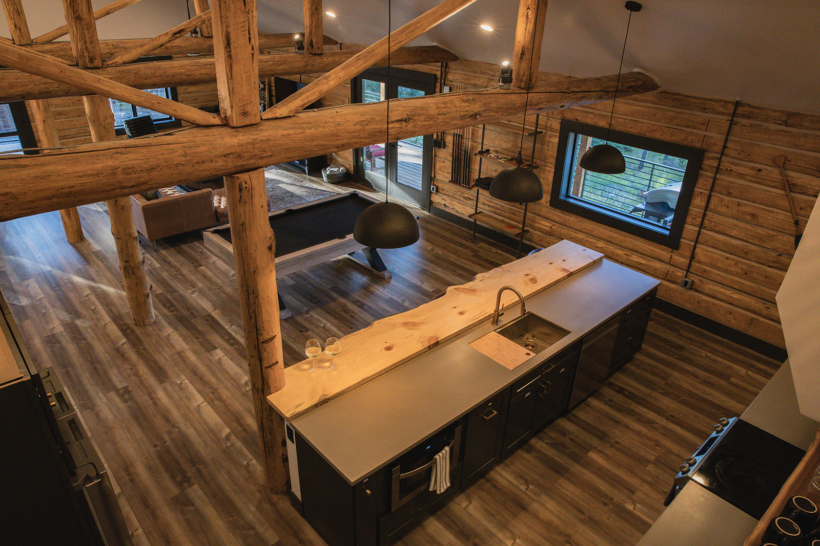 View looking down on the kitchen from the loft