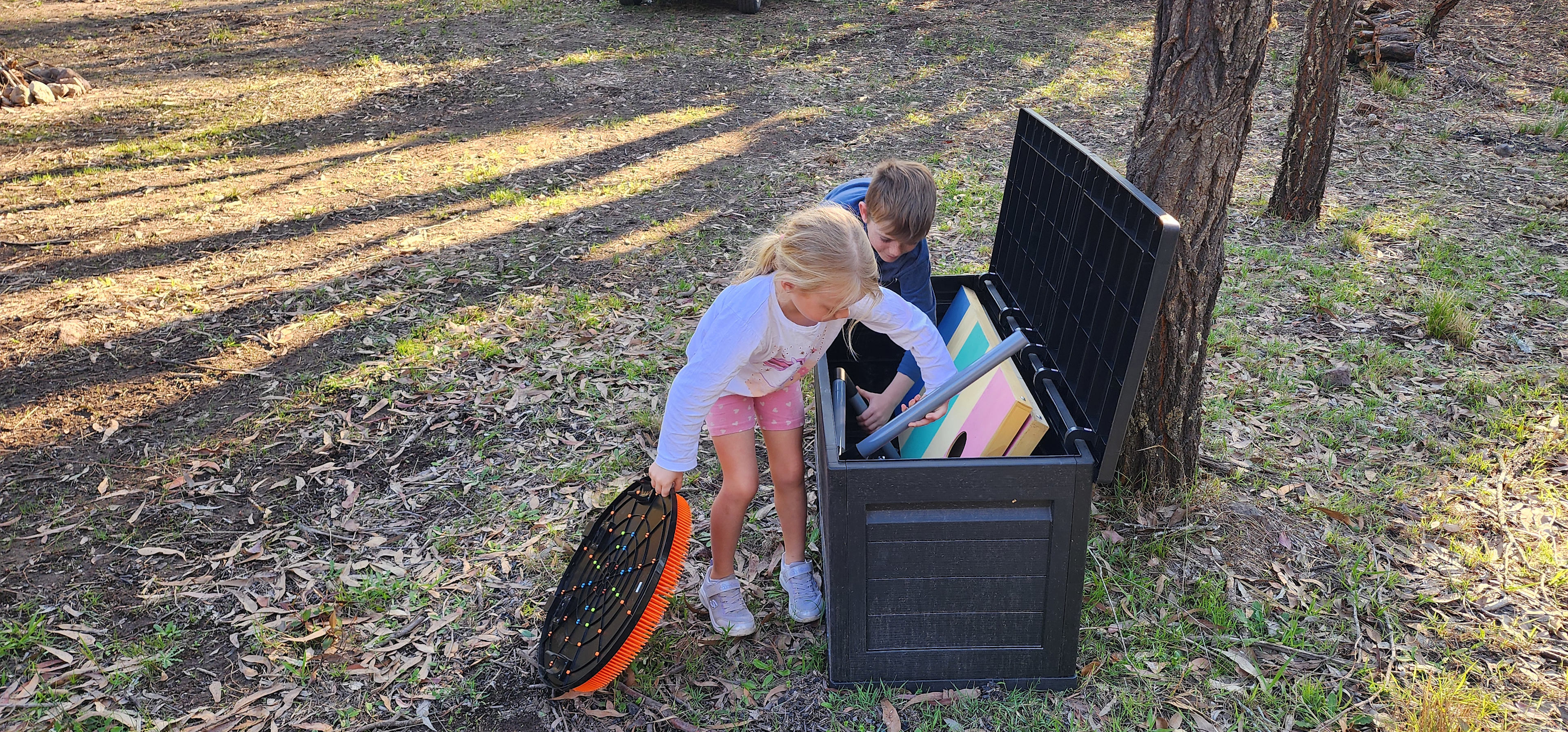 We have a complimentary box of games so the kids can amuse themselves whilst you set up. 
So far we have axe throwing, Cornhole, and Bocce. 