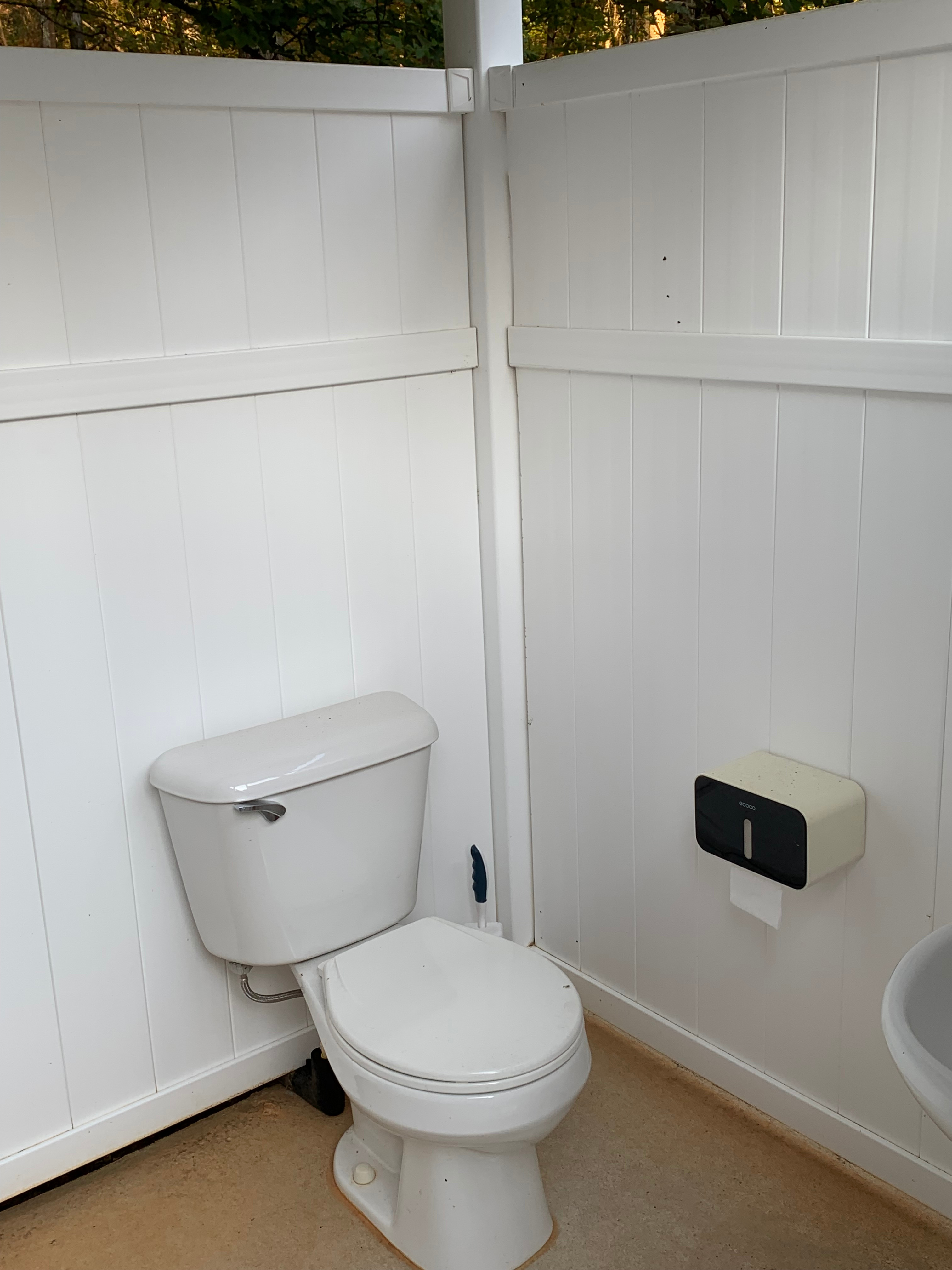Toilet in the open air, outdoor bathroom for camping guest use