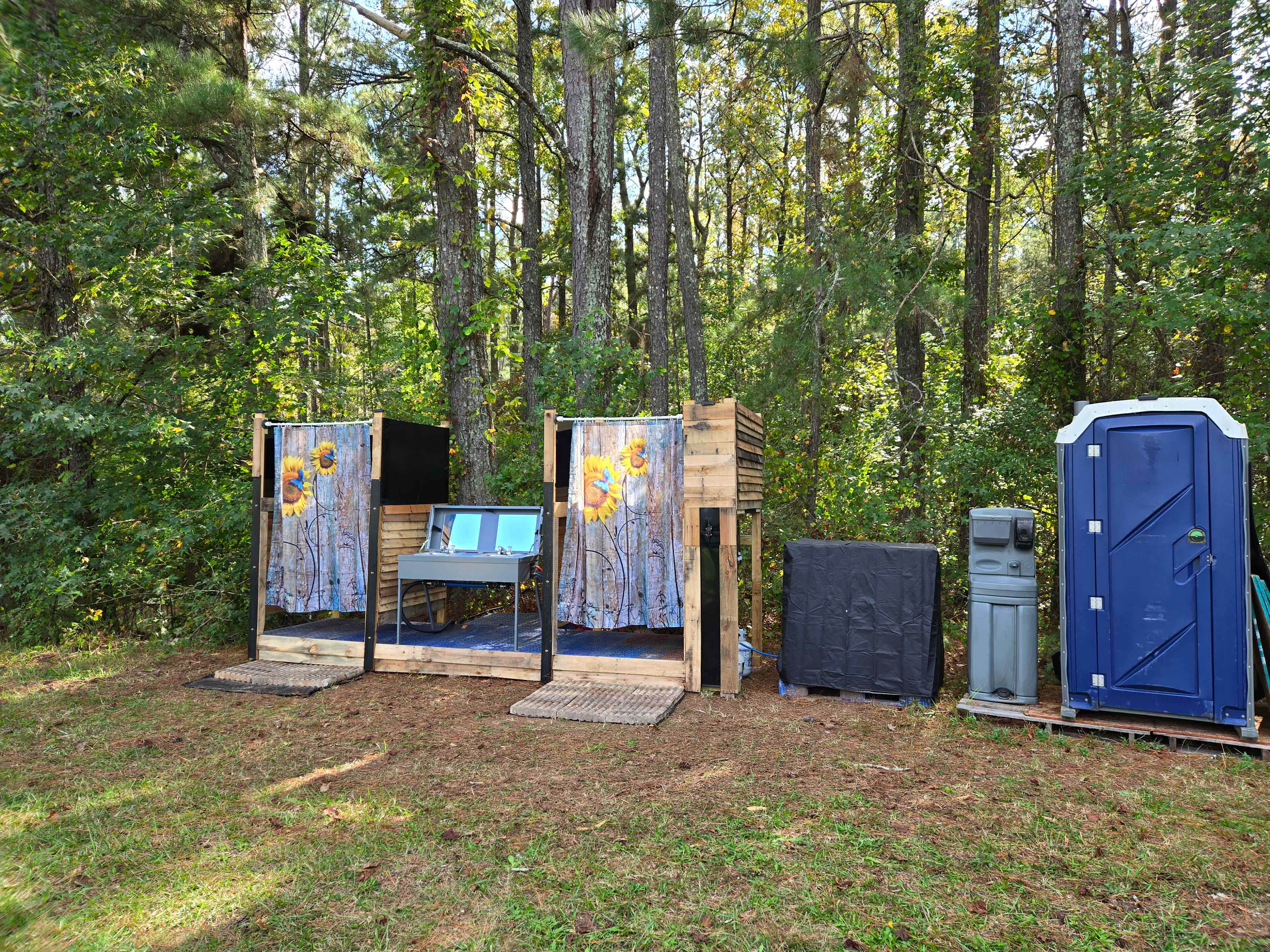 Communal shower area and bathroom