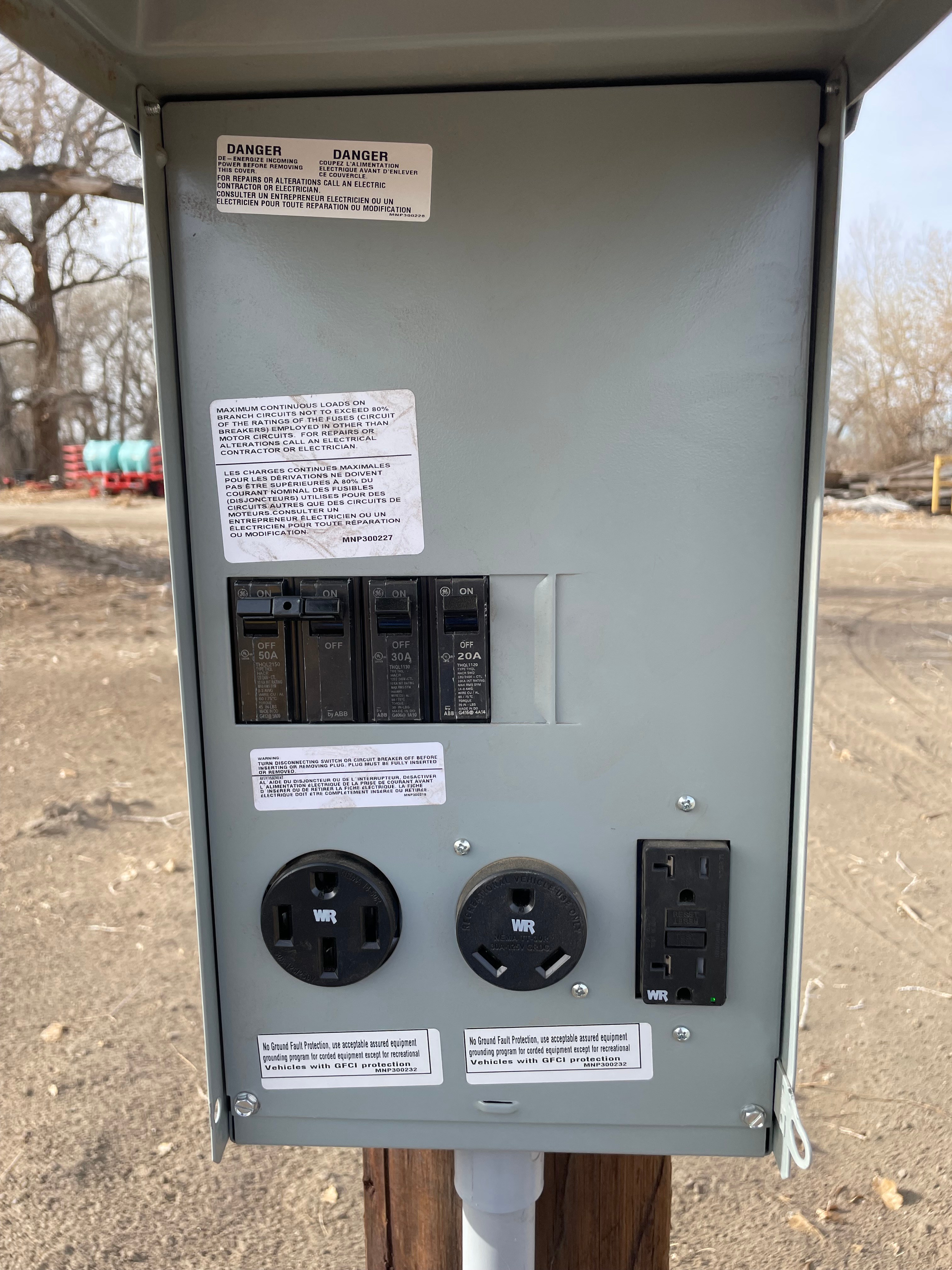 30 amp and 50 amp service. 