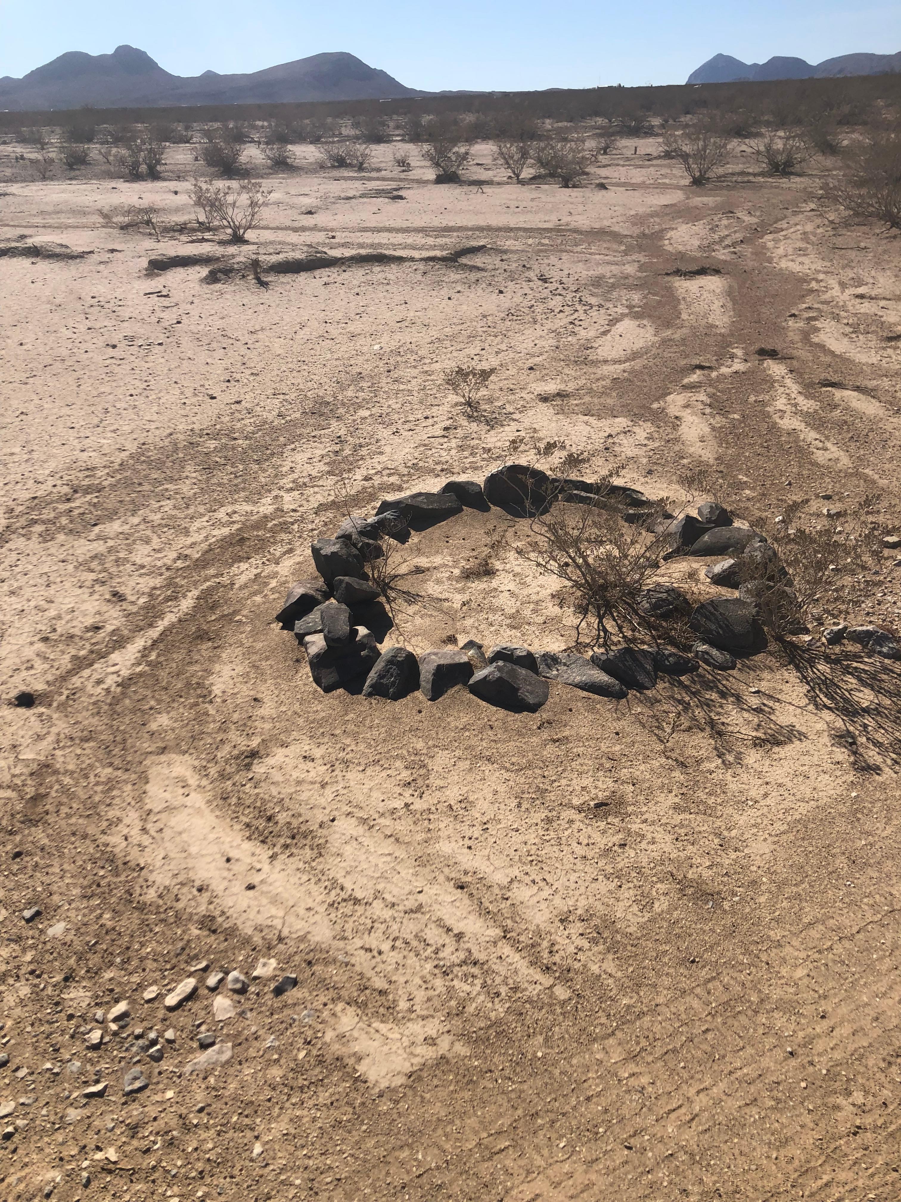 Fire pit at camp site. 

