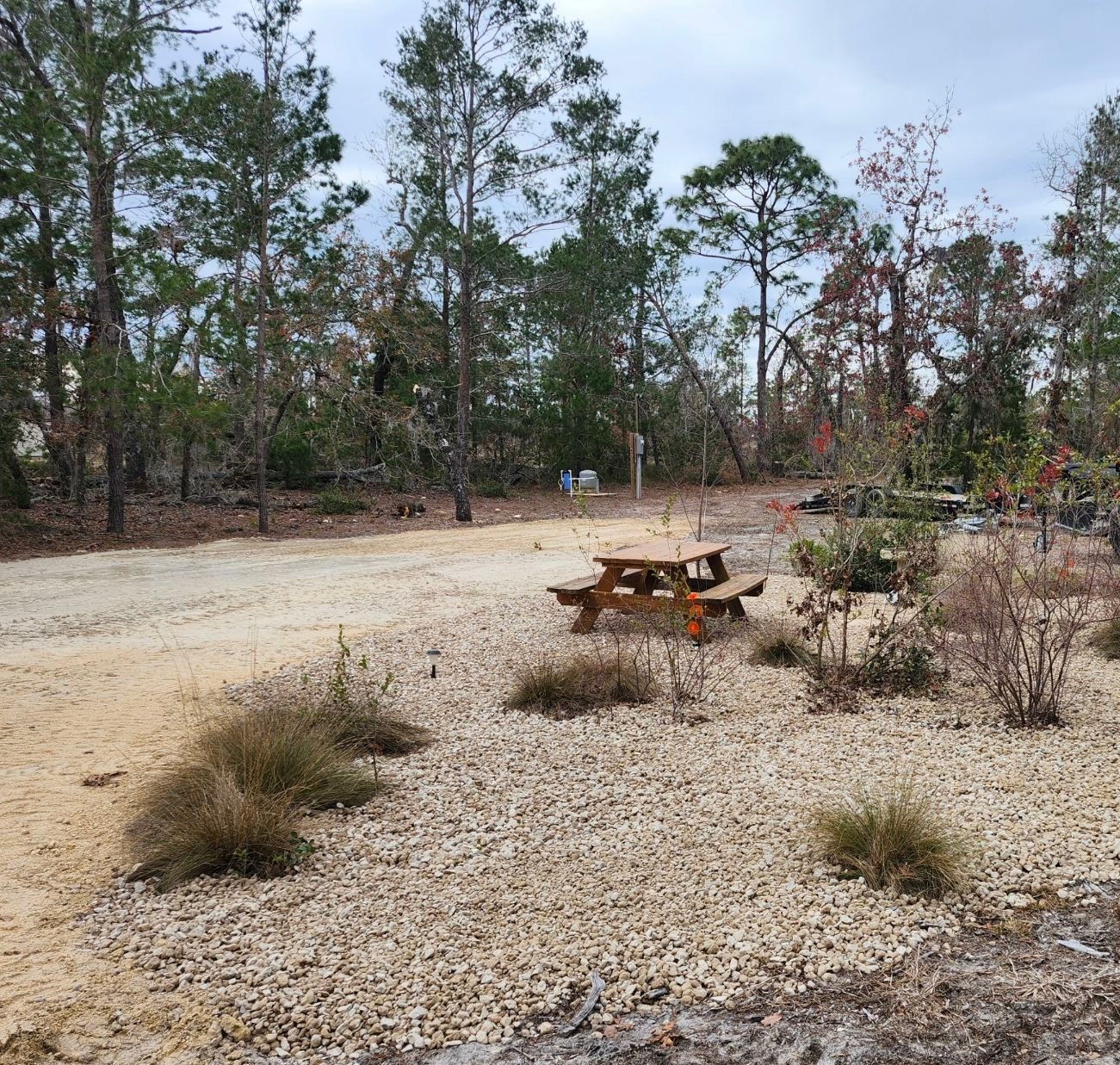 Newly leveled pad and picnic area!