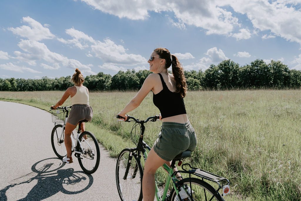 Bike trails across the road lead throughout Glendalough State Park and to the quaint town of Battle Lake. 
