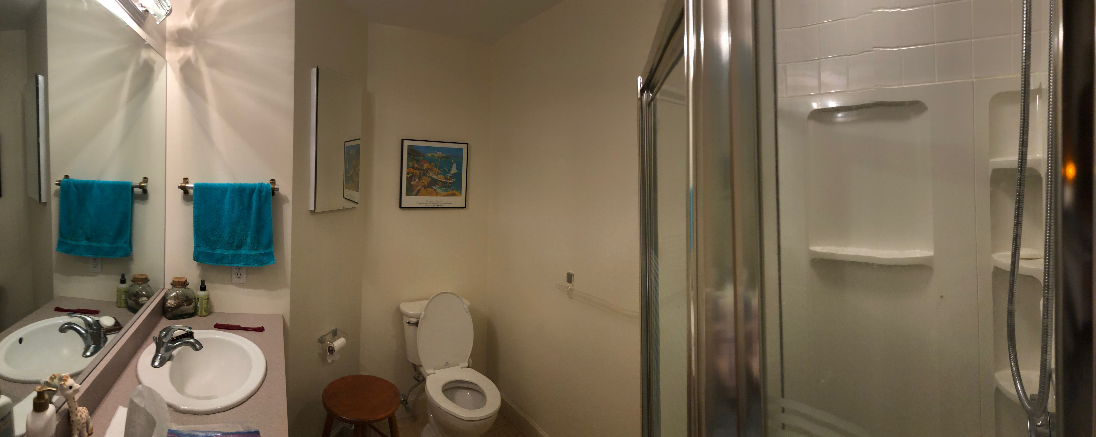 Full bath with shower on upper floor 