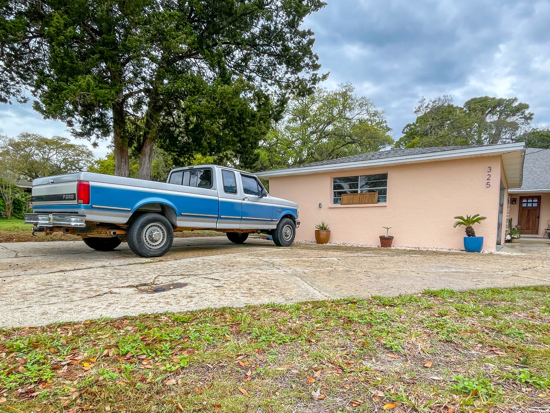 The truck ends at 23 ft. with walking space in front of the truck. Behind the truck, there is about 15 more ft. for a total of 38 ft. 35 max recco'd.