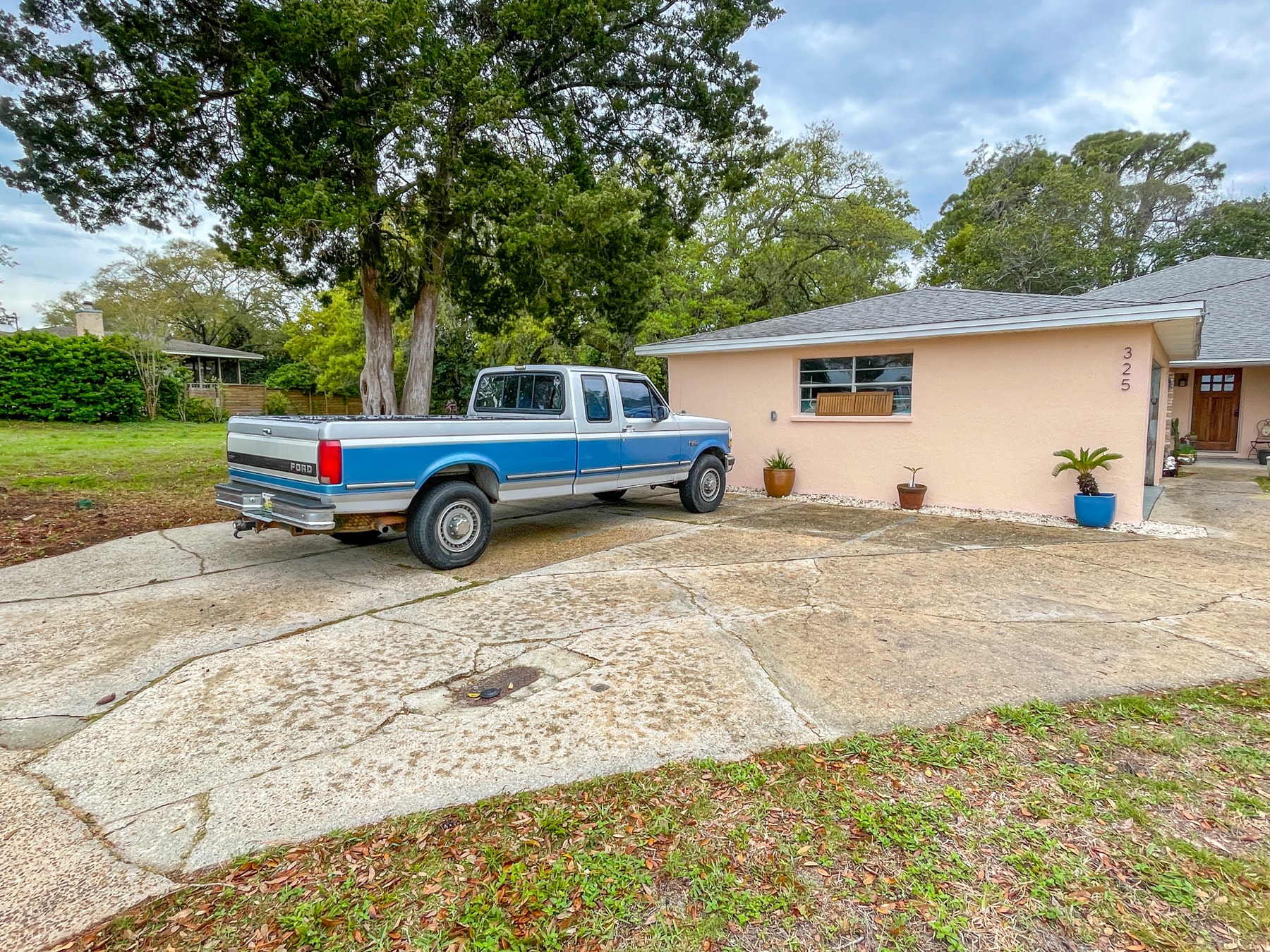 The truck ends at 23 ft. with walking space in front of the truck. Behind the truck, there is about 15 more ft. for a total of 38 ft. 35 max recco'd.