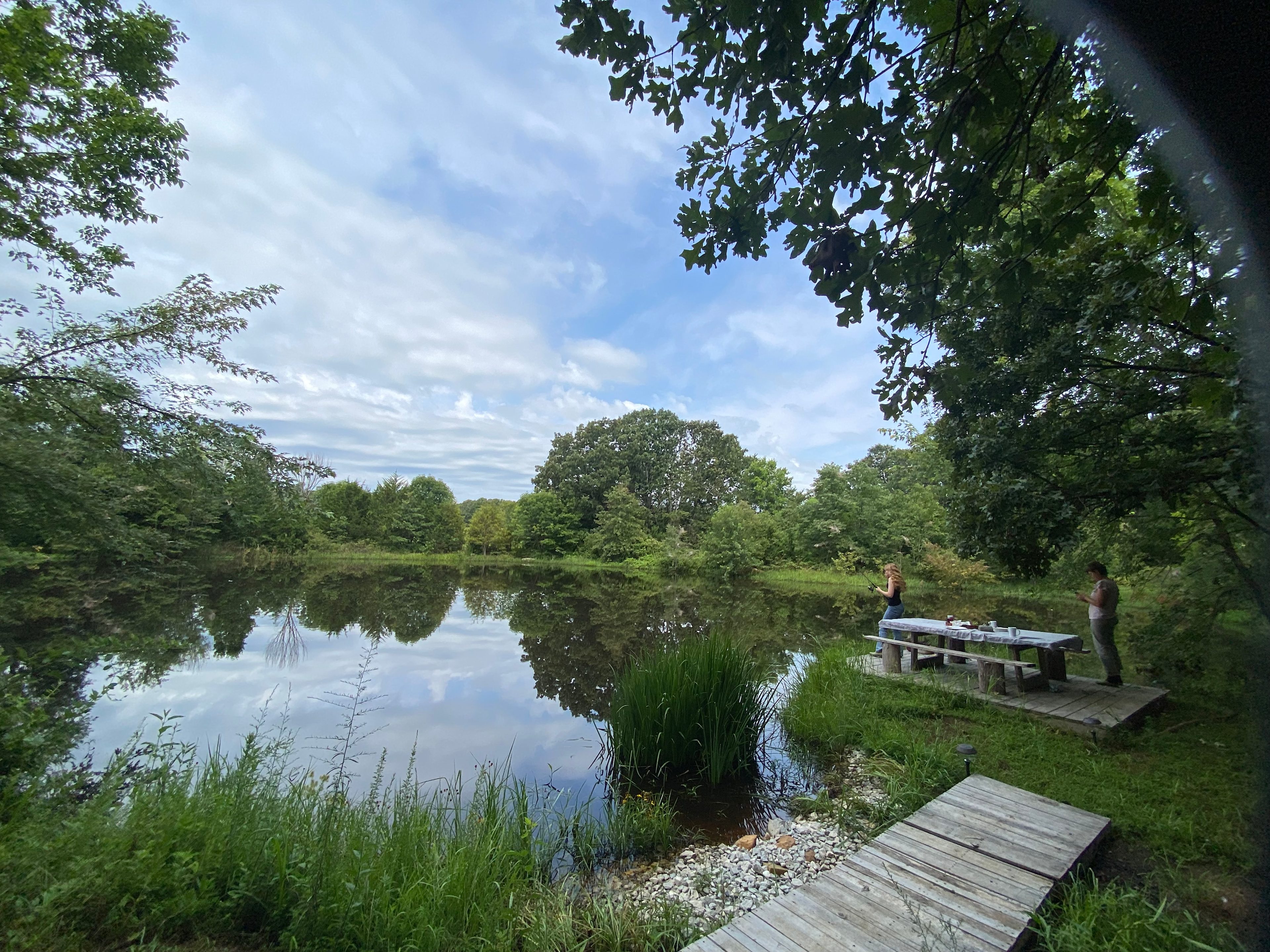 Enjoy a picnic by the pond