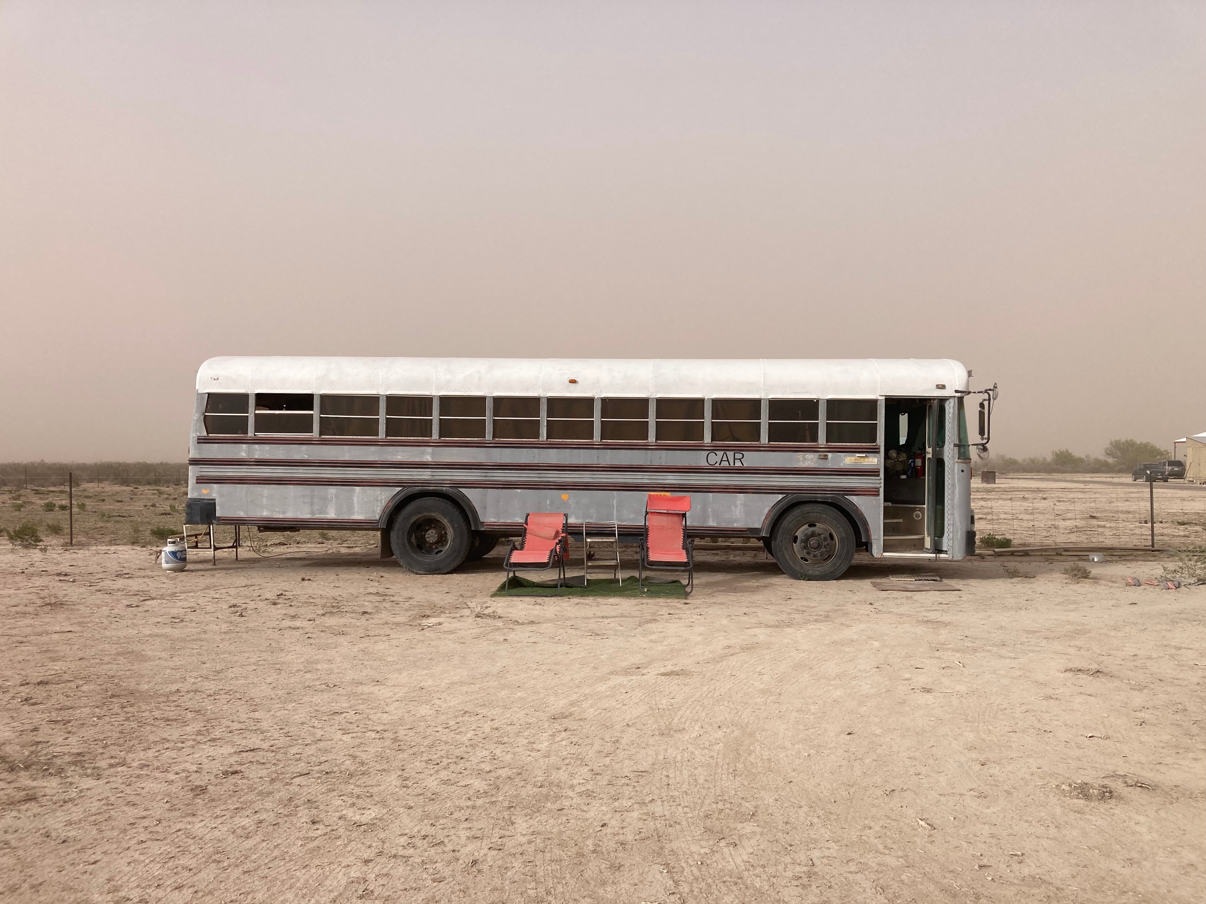 School Bus in Dust Storm