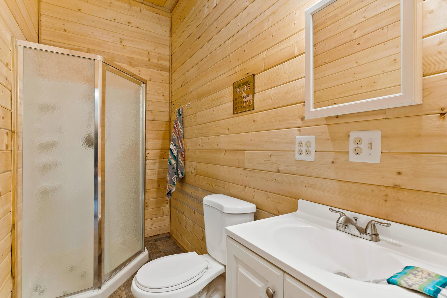 Guest bathroom with shower. 