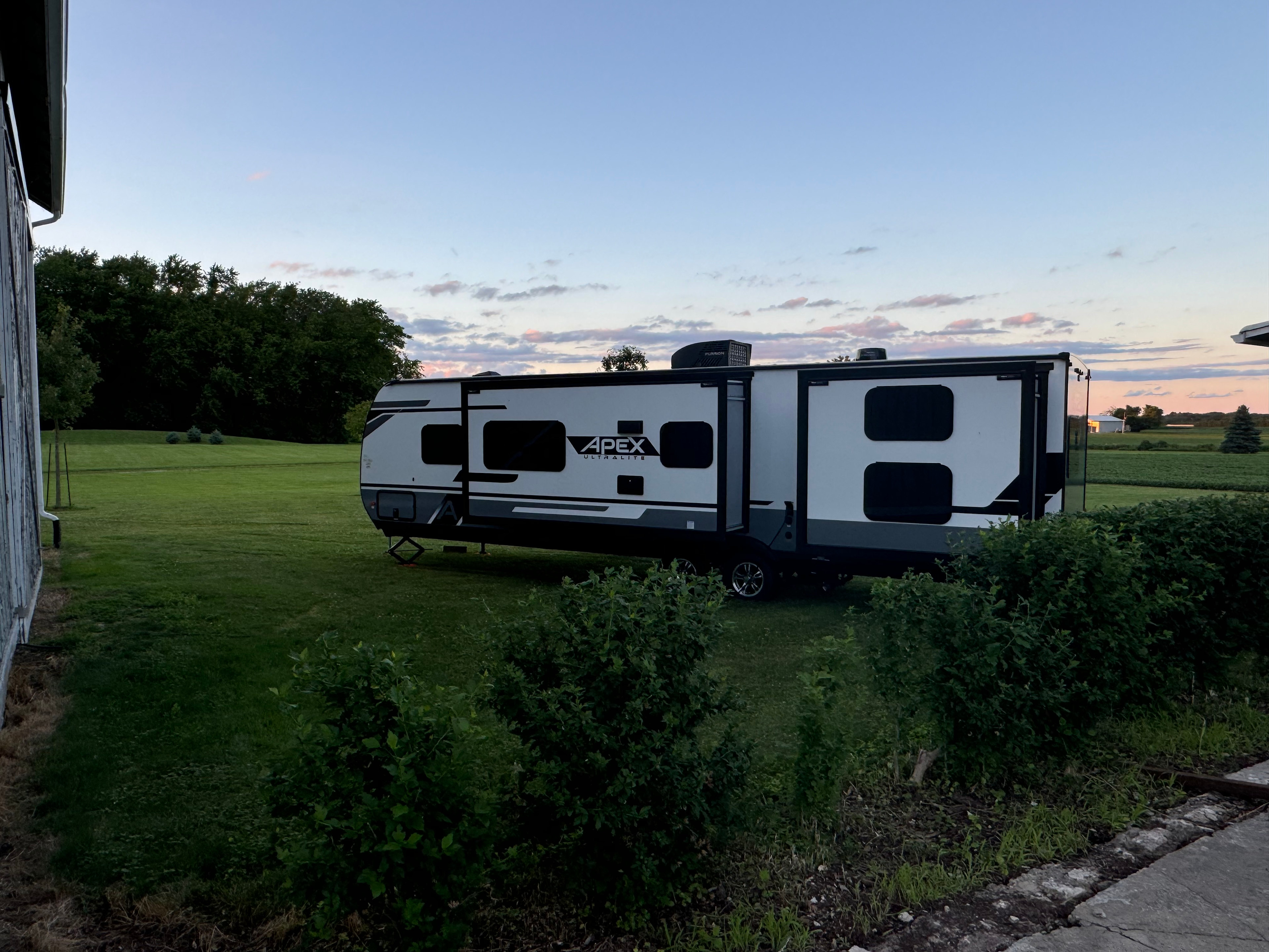 Park beside our rustic wooden barns. Perfect spot for families or friends traveling together.