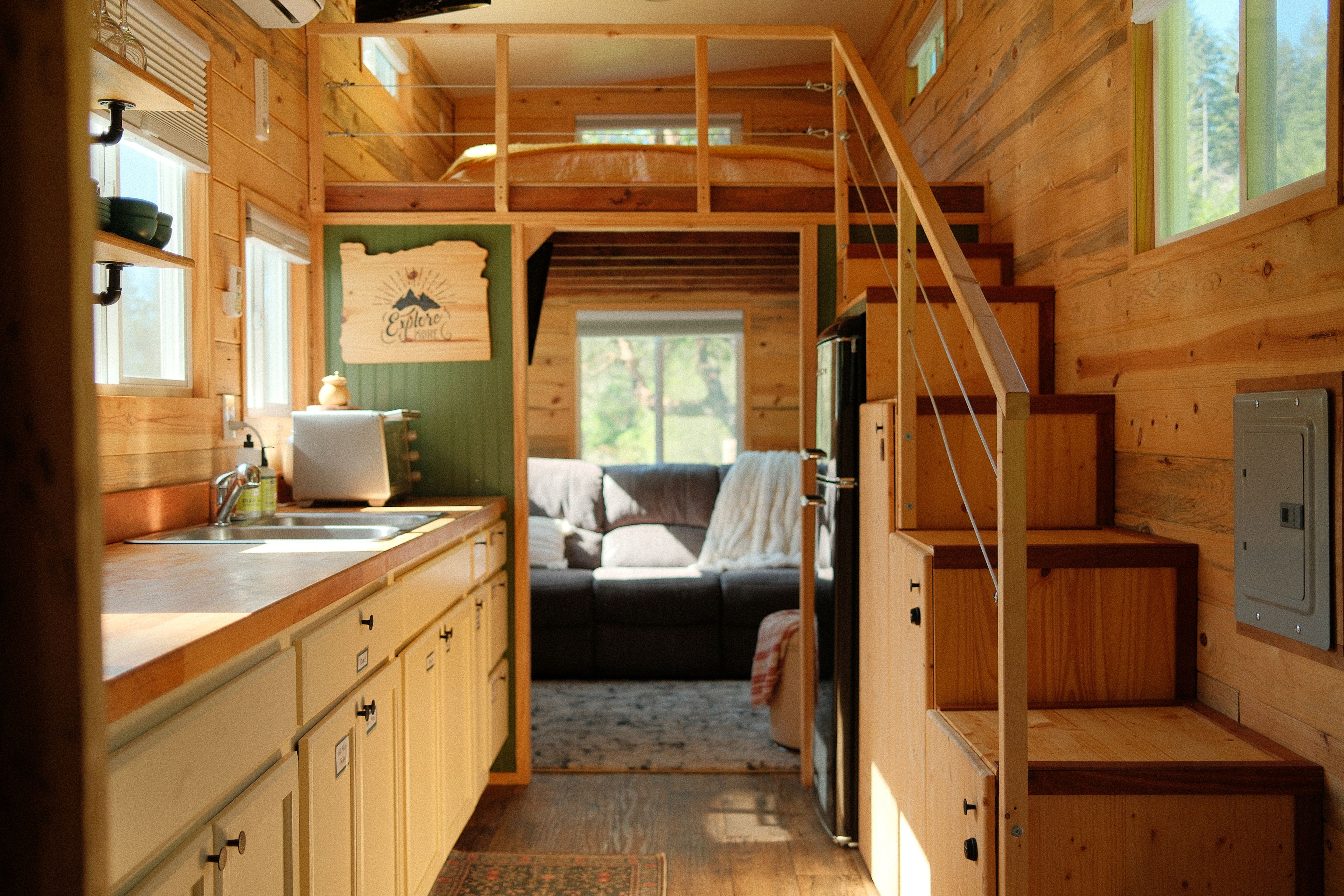 Looking towards the living room and main loft