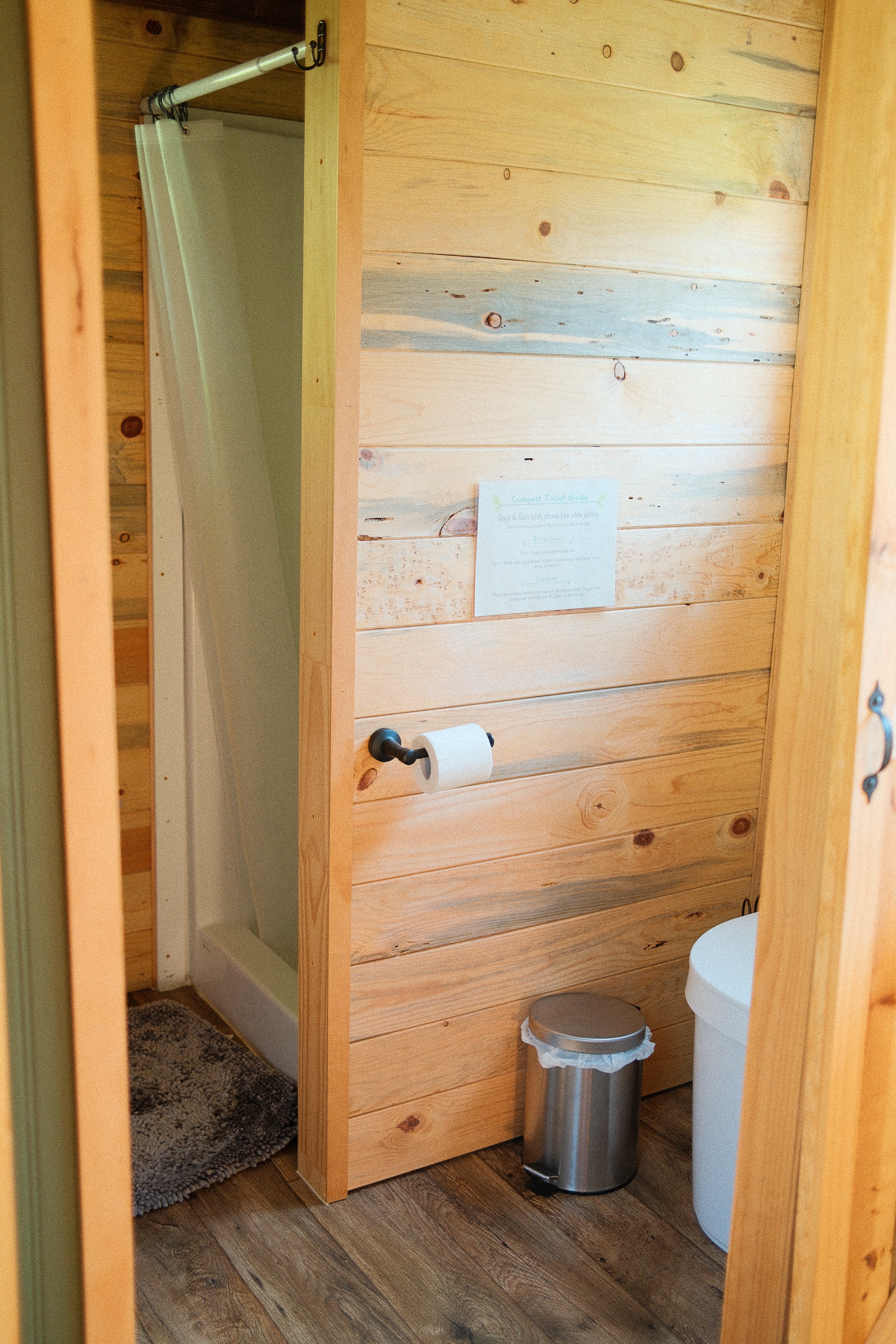 The bathroom has a composting toilet and easy instructions plus a good-sized shower