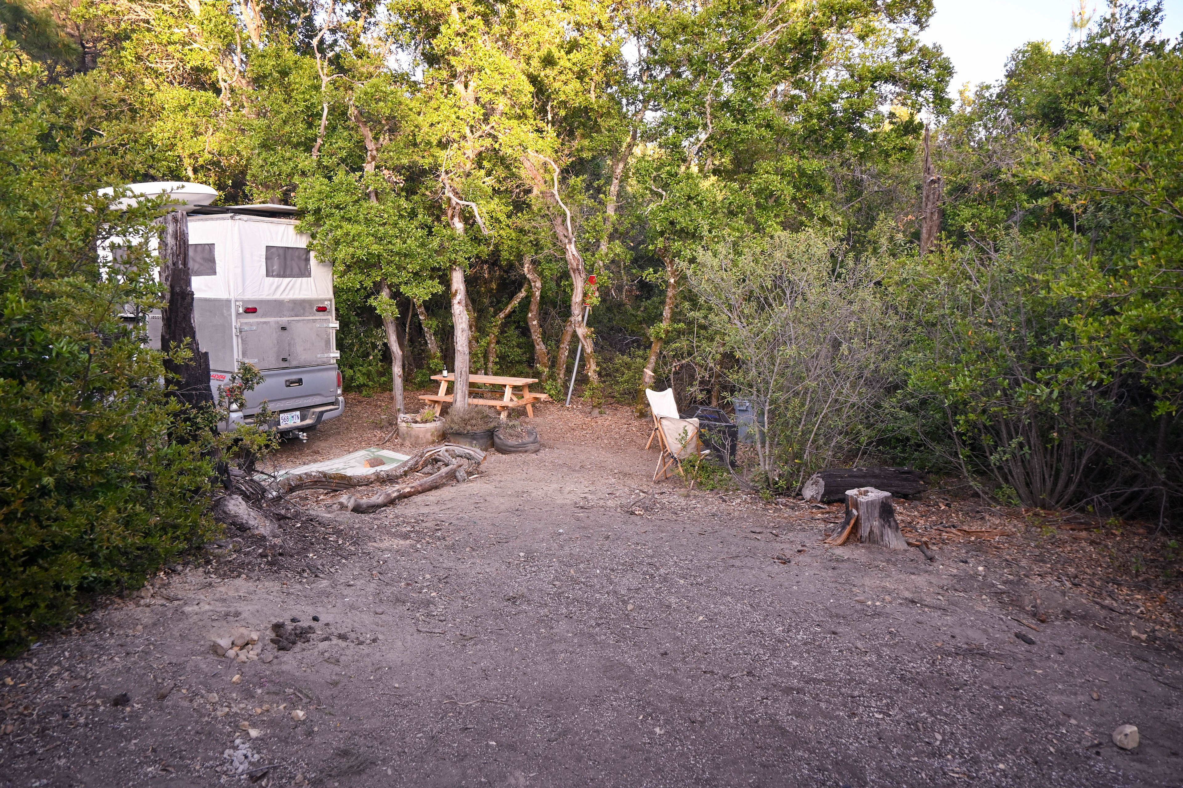 View of tent area above the parking and cooking area!