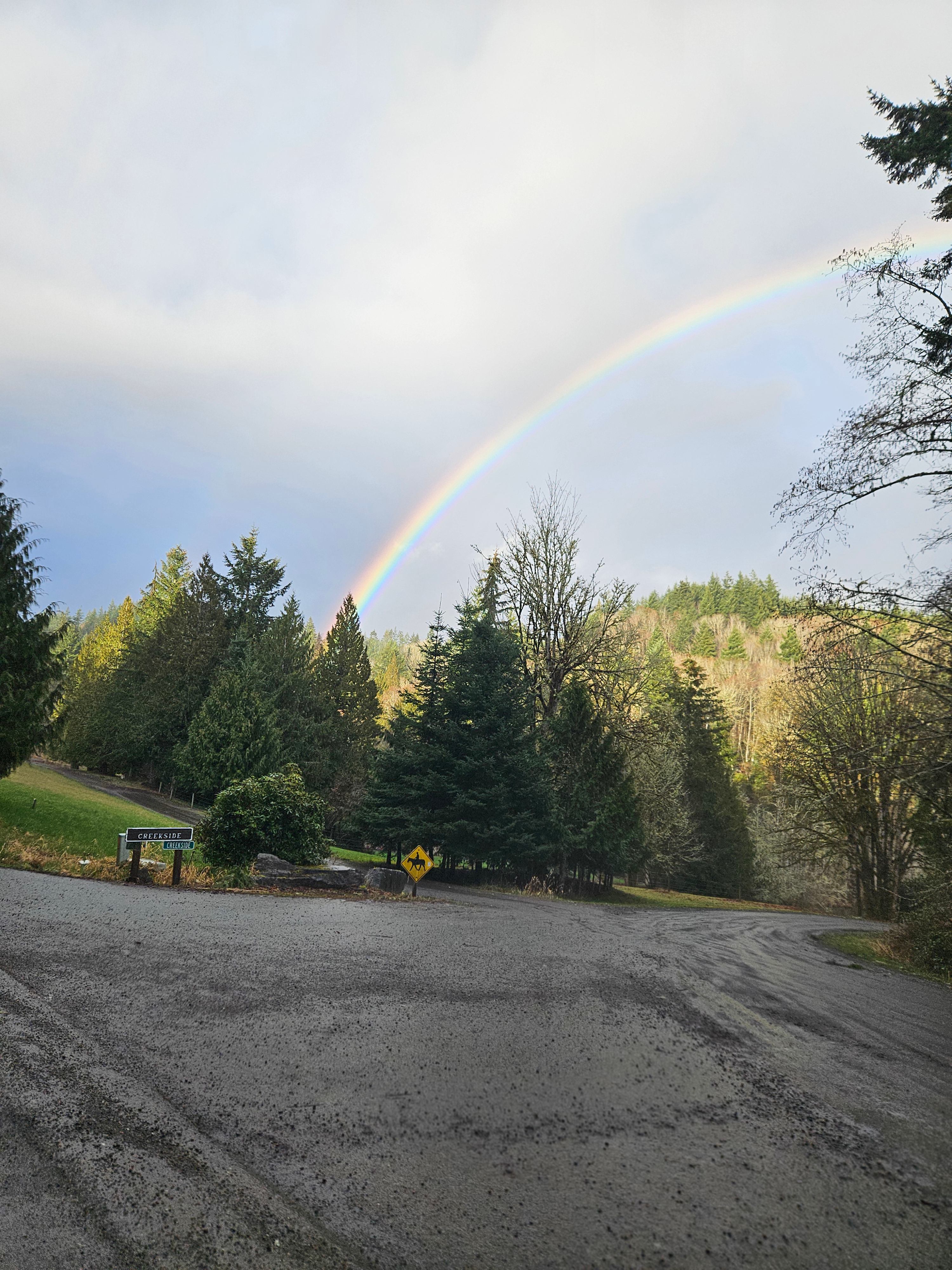 Rainbow on the road in