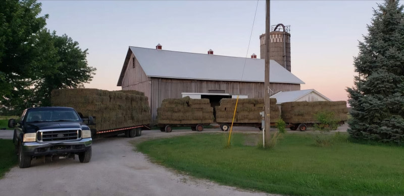 Pull in the driveway just like our hay wagon train to access the hydrant for water fill up.