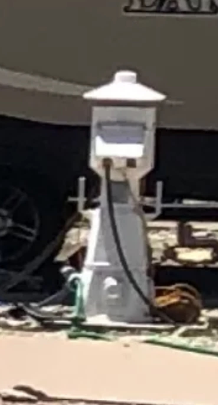 This is the electrical and water hookup pedestal.