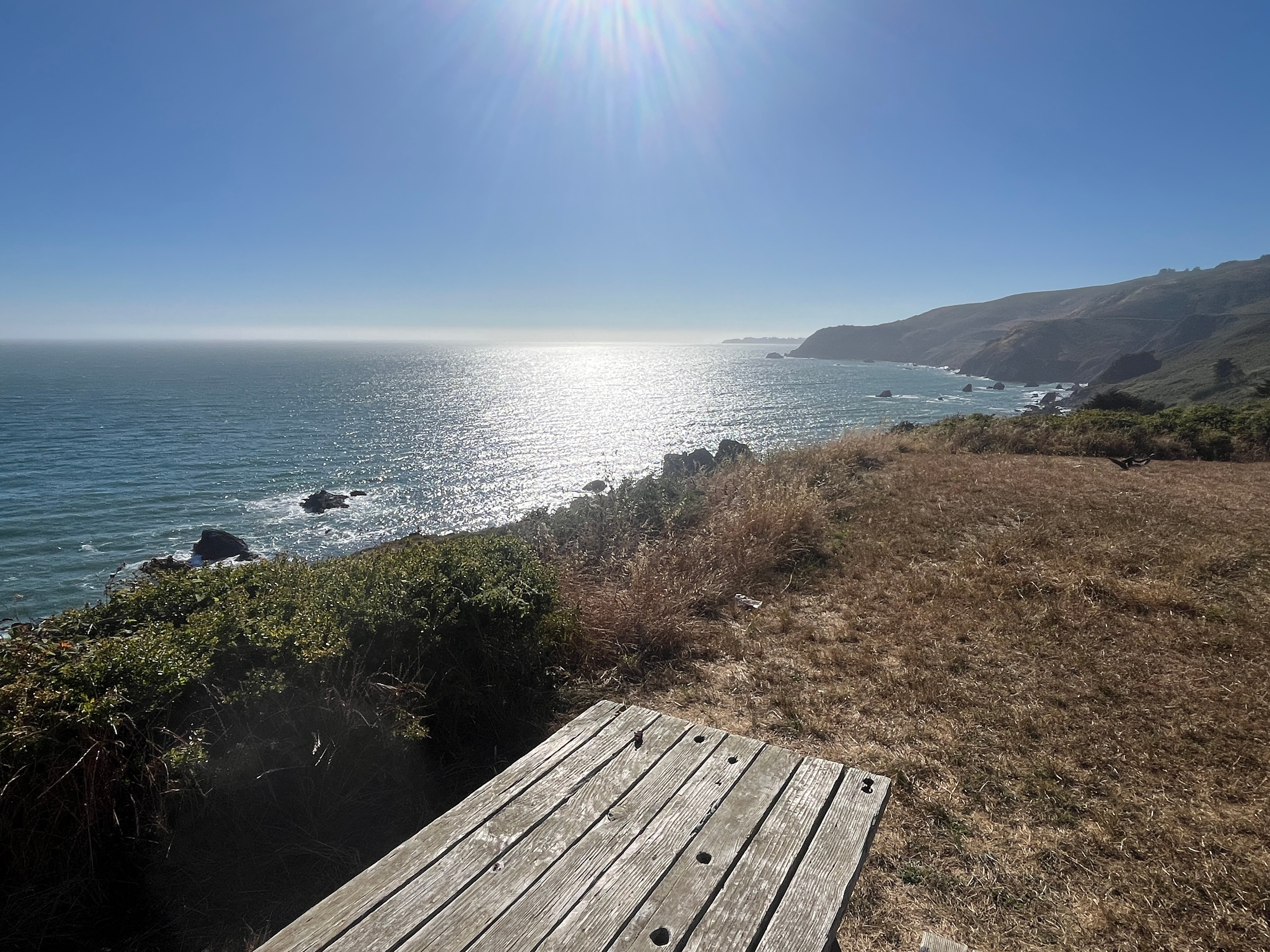 Picnic table at the meadow by the dome