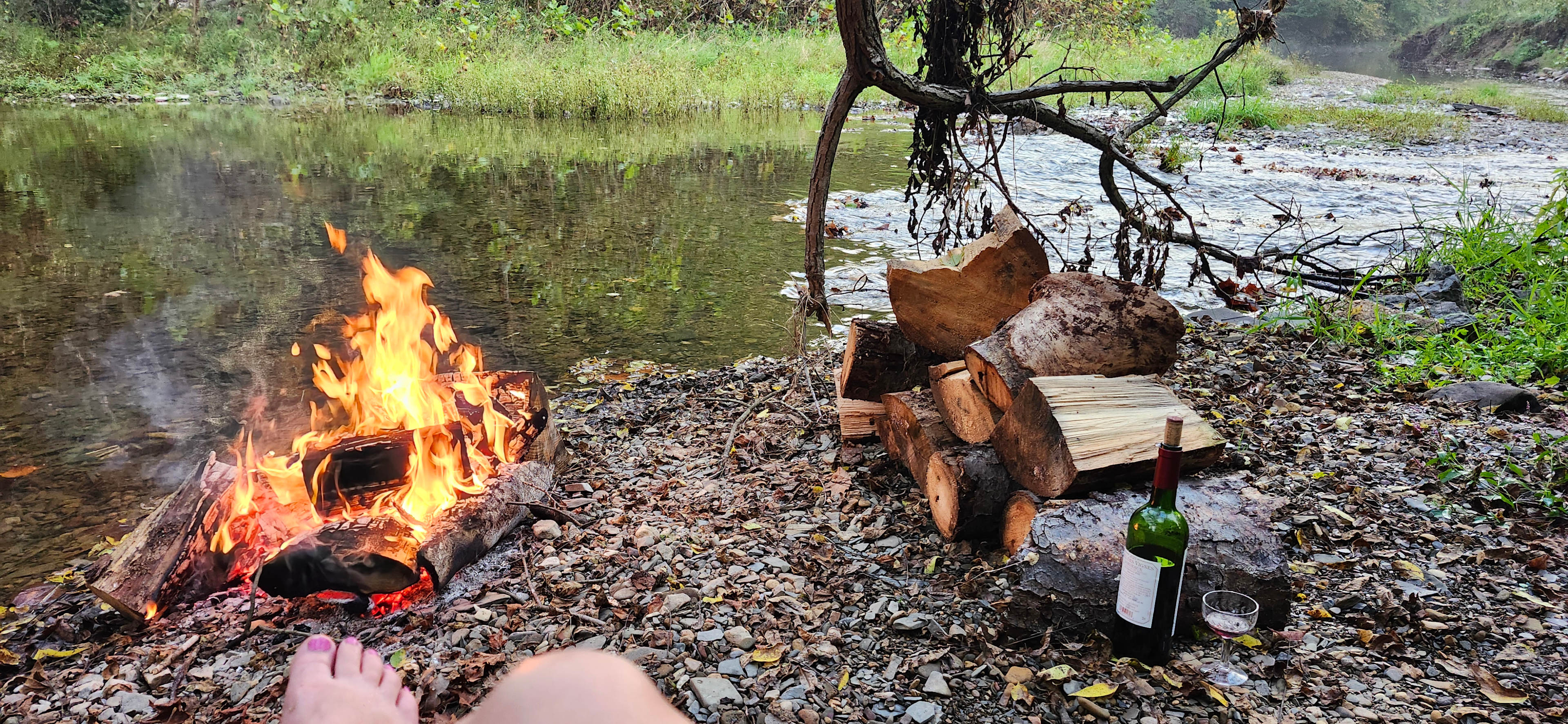 Bonfire at the Creek's edge.