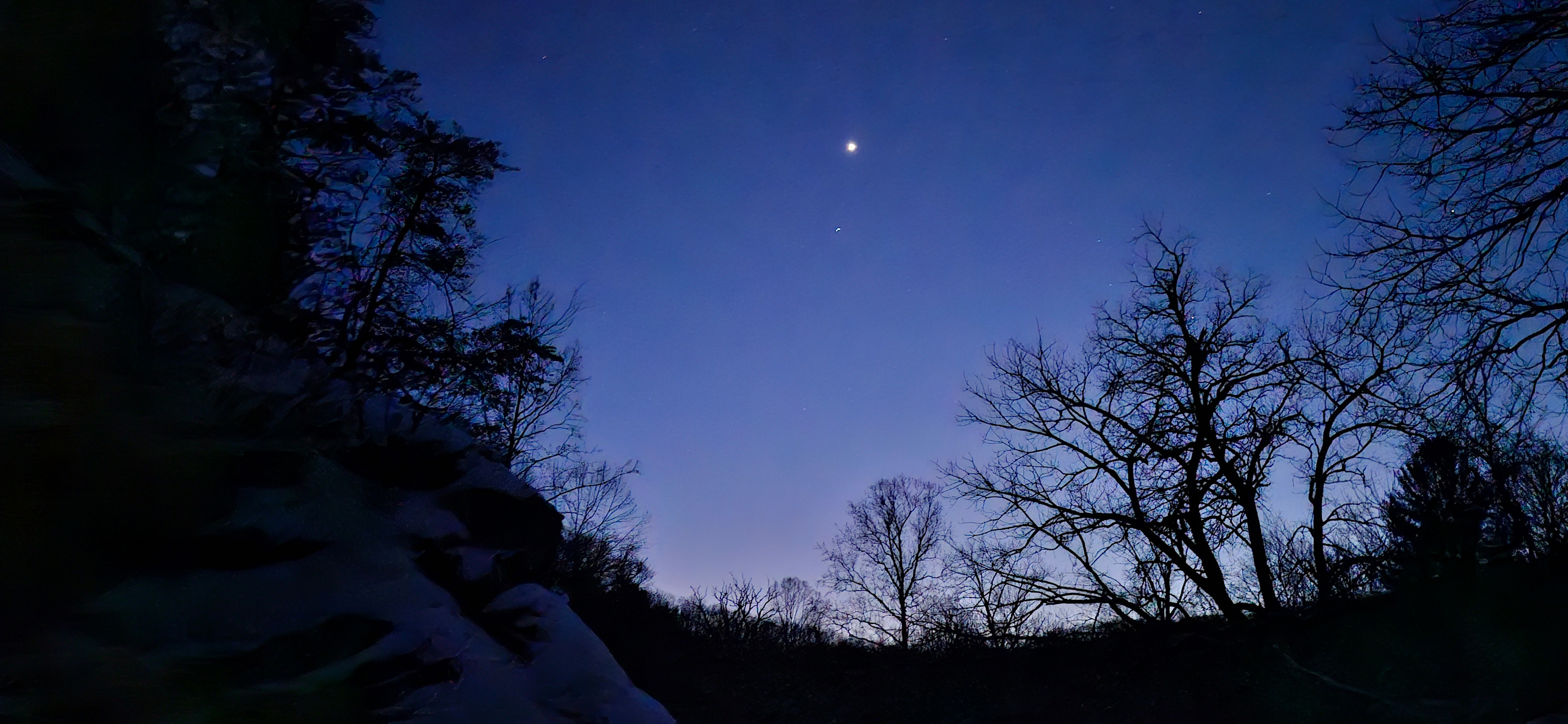 Winter time shot of the moon looking Southwest.