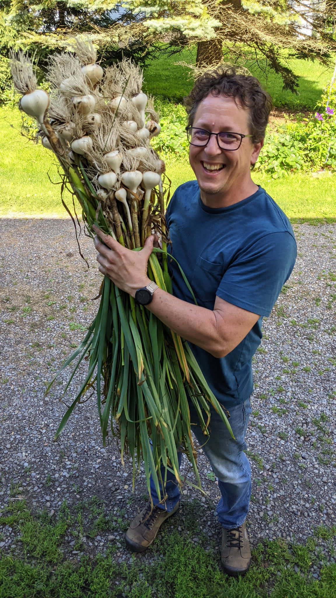 Late July Garlic harvest featuring Farmer Jay.