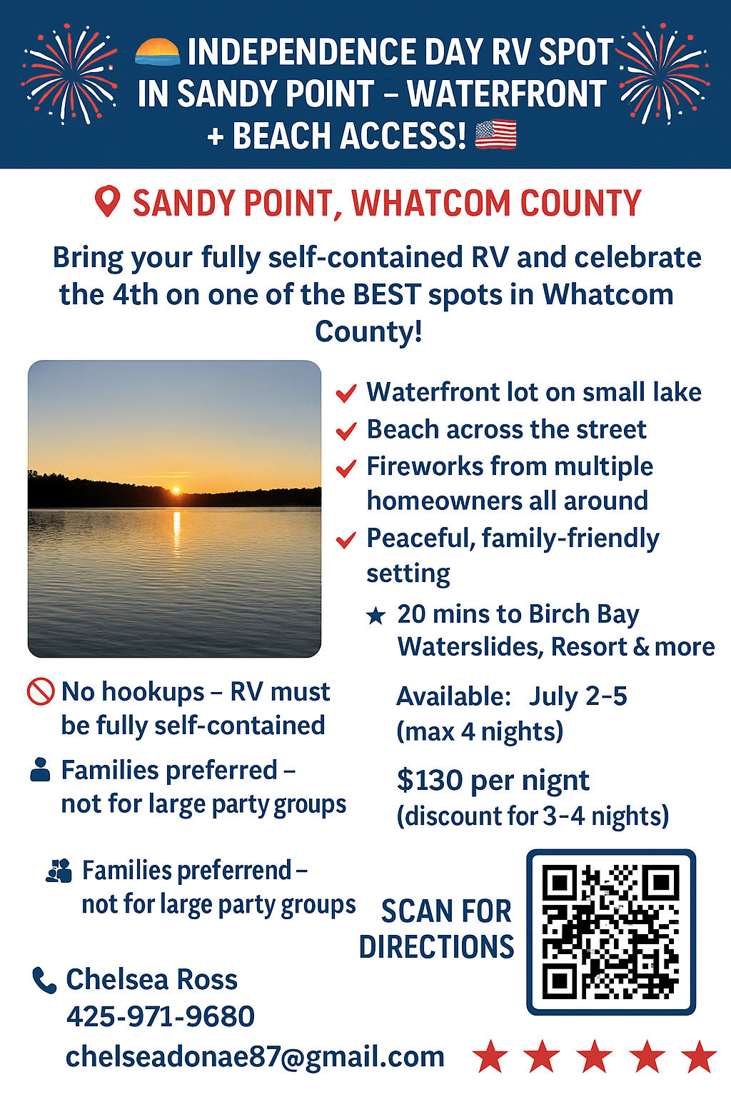 Lakeside RV Spot In Beautiful Sandy