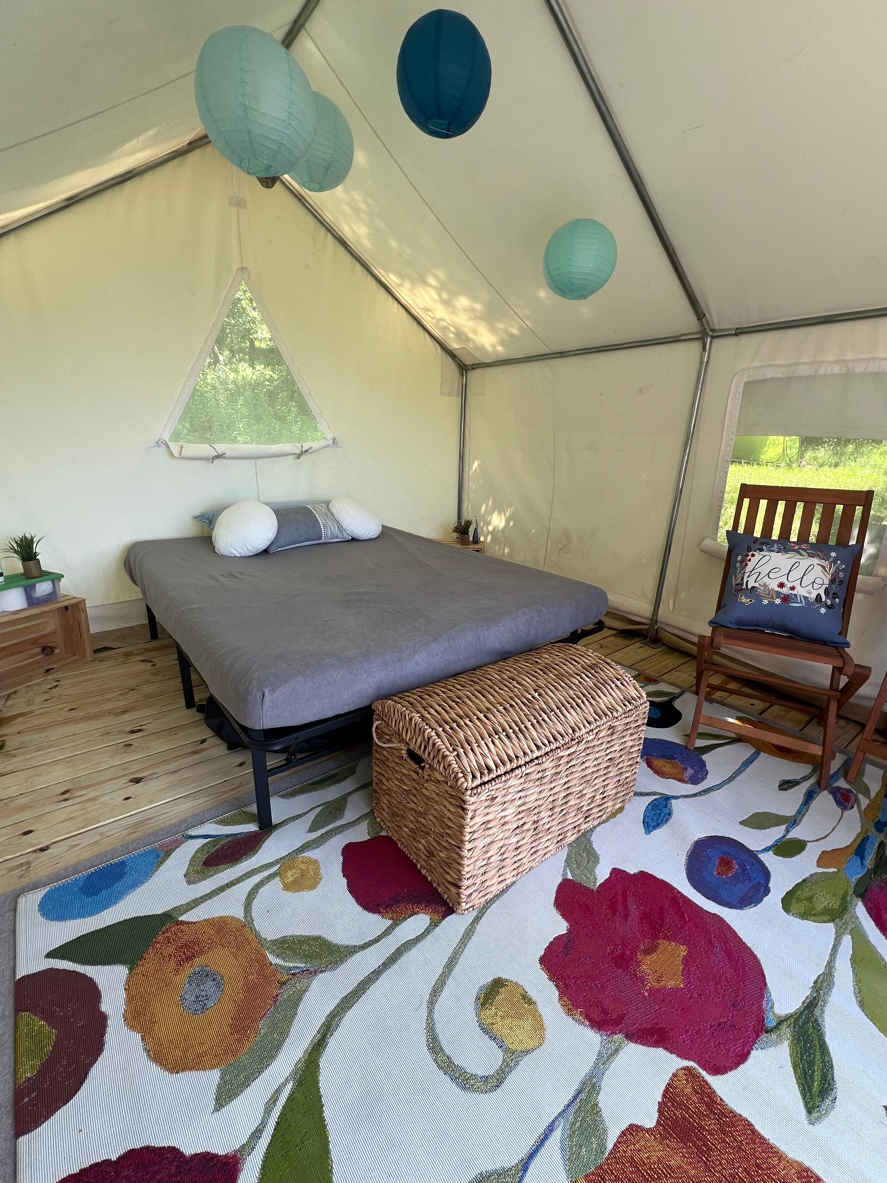 Hillside retreat with standard fleece mattress cover.