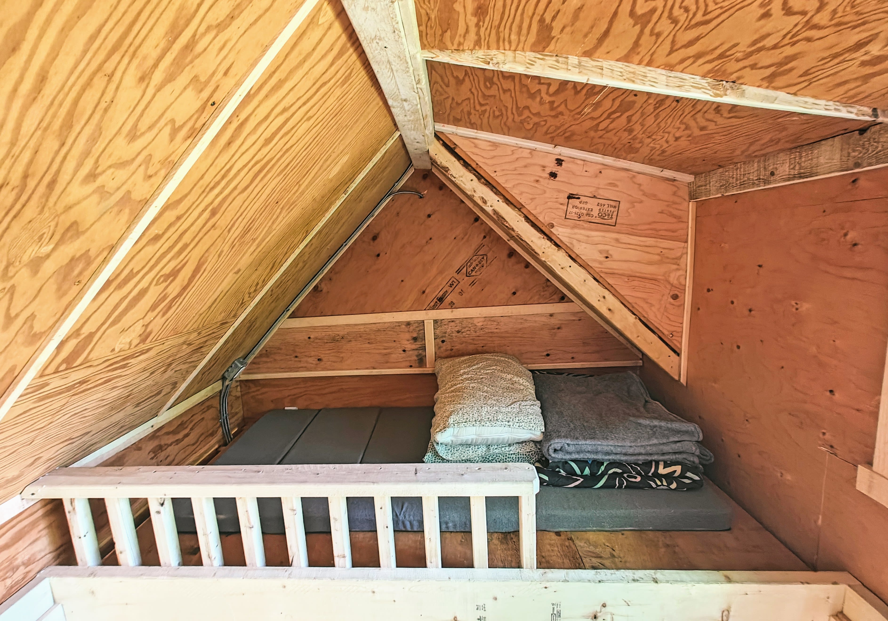 There are 2 lofts equipped with sleeping pads for your kids or additional adult guests.
