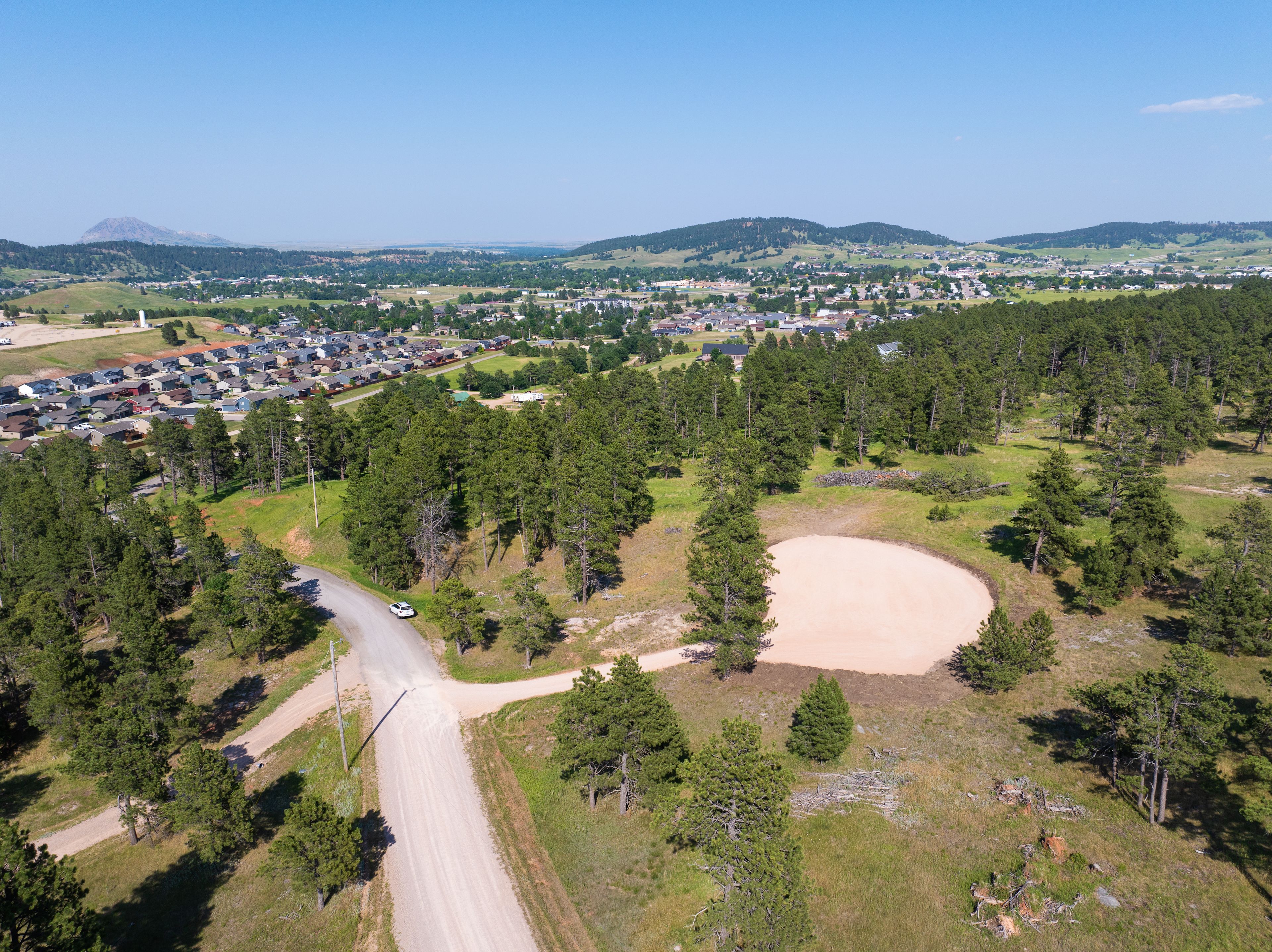 Ariel view of property looking towards Sturgis and Bear Butte 