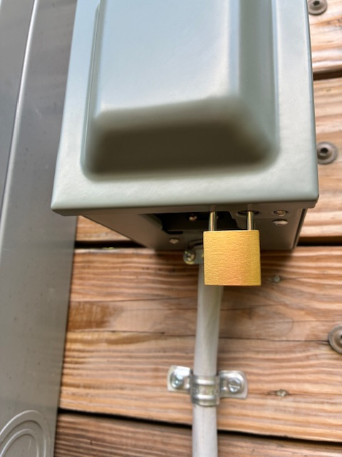 This is the small box to plug in to. The lock is not there. Just pull from the bottom. 