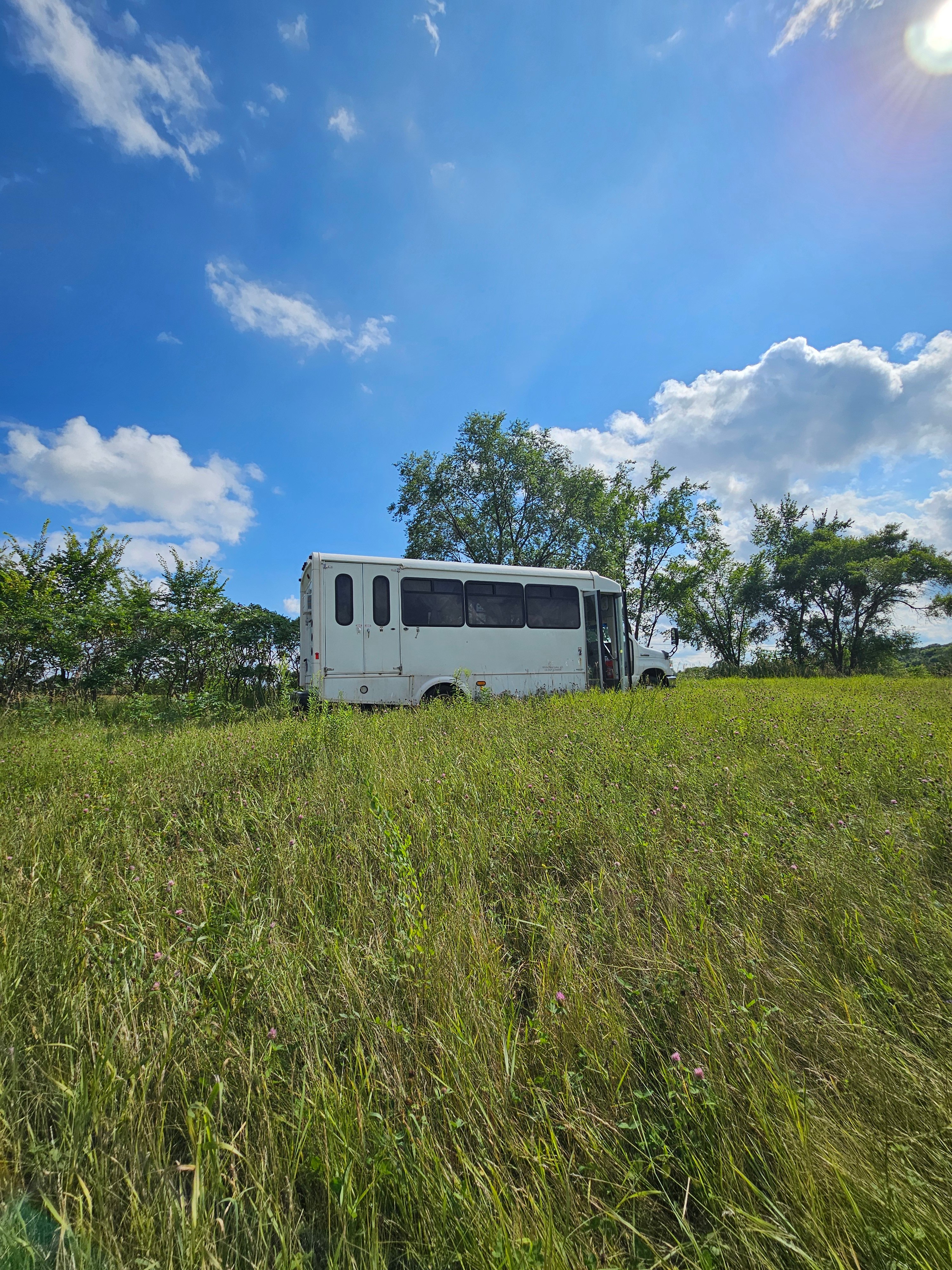 Bus on a hill