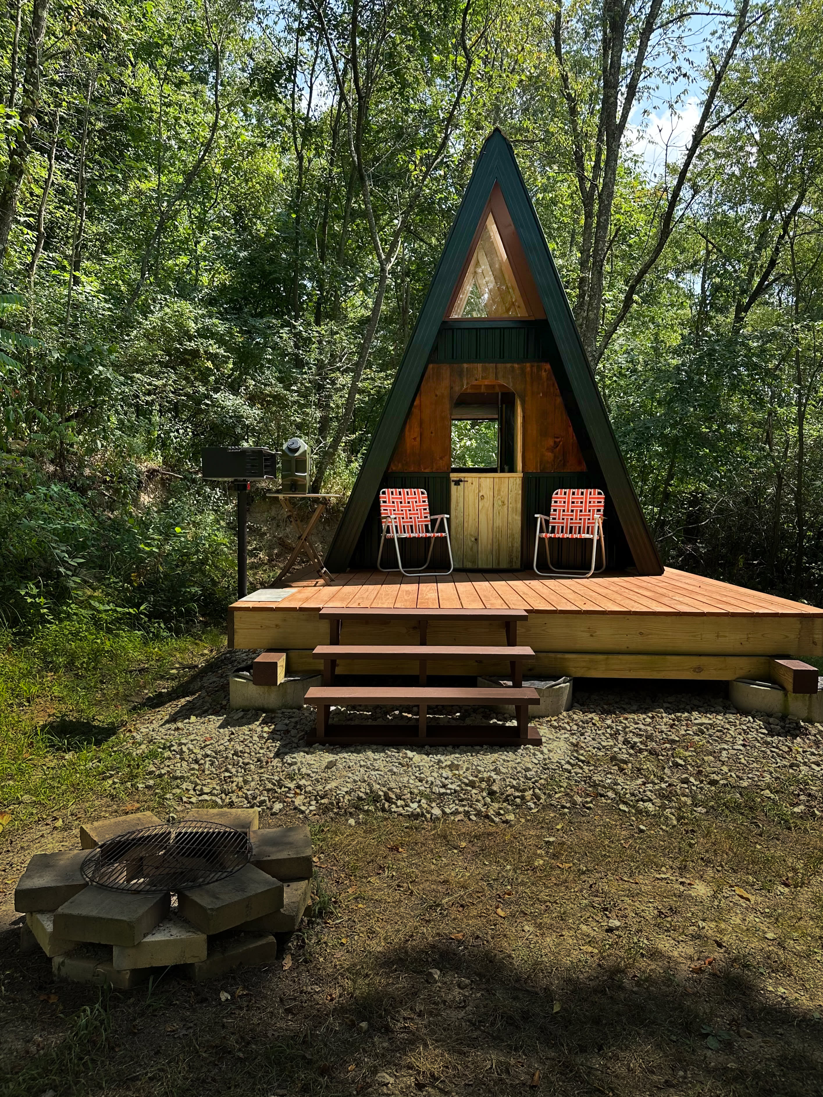 A-frame rustic cabin