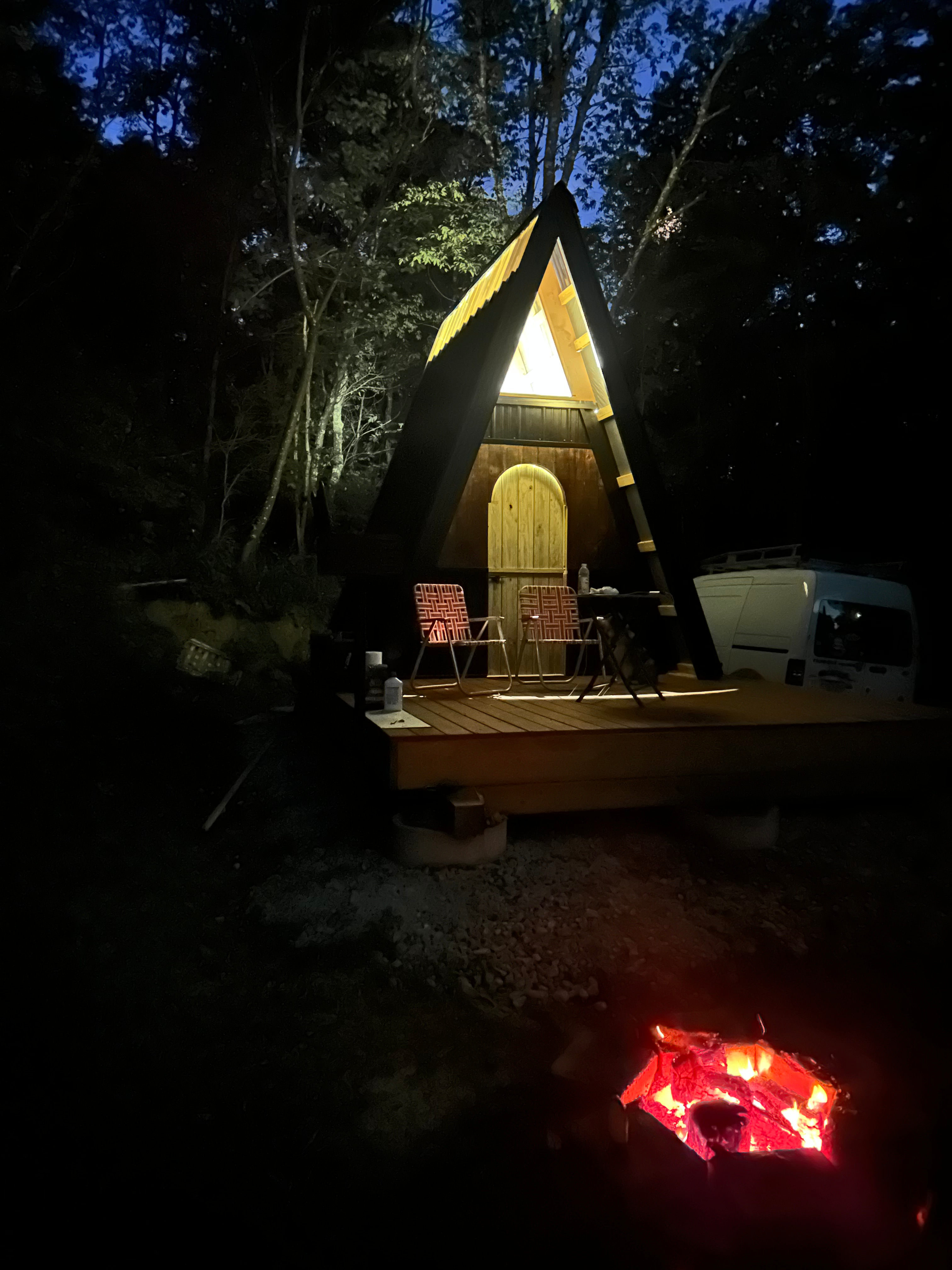 A-frame rustic cabin