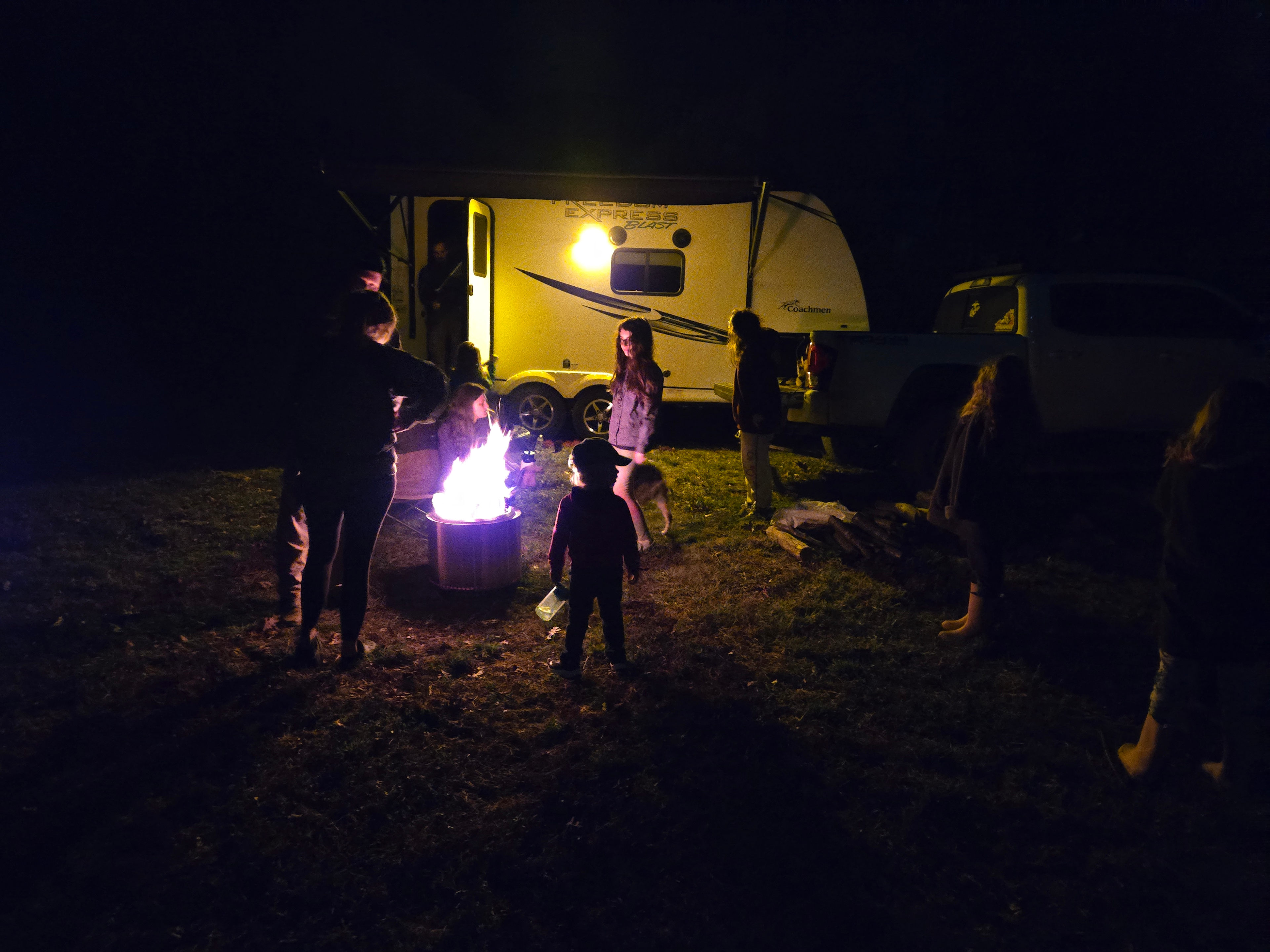 Family time, roasting marshmallows over their stainless steel camp stove while stargazing. Plenty of room for their toy hauler, truck & campsite.