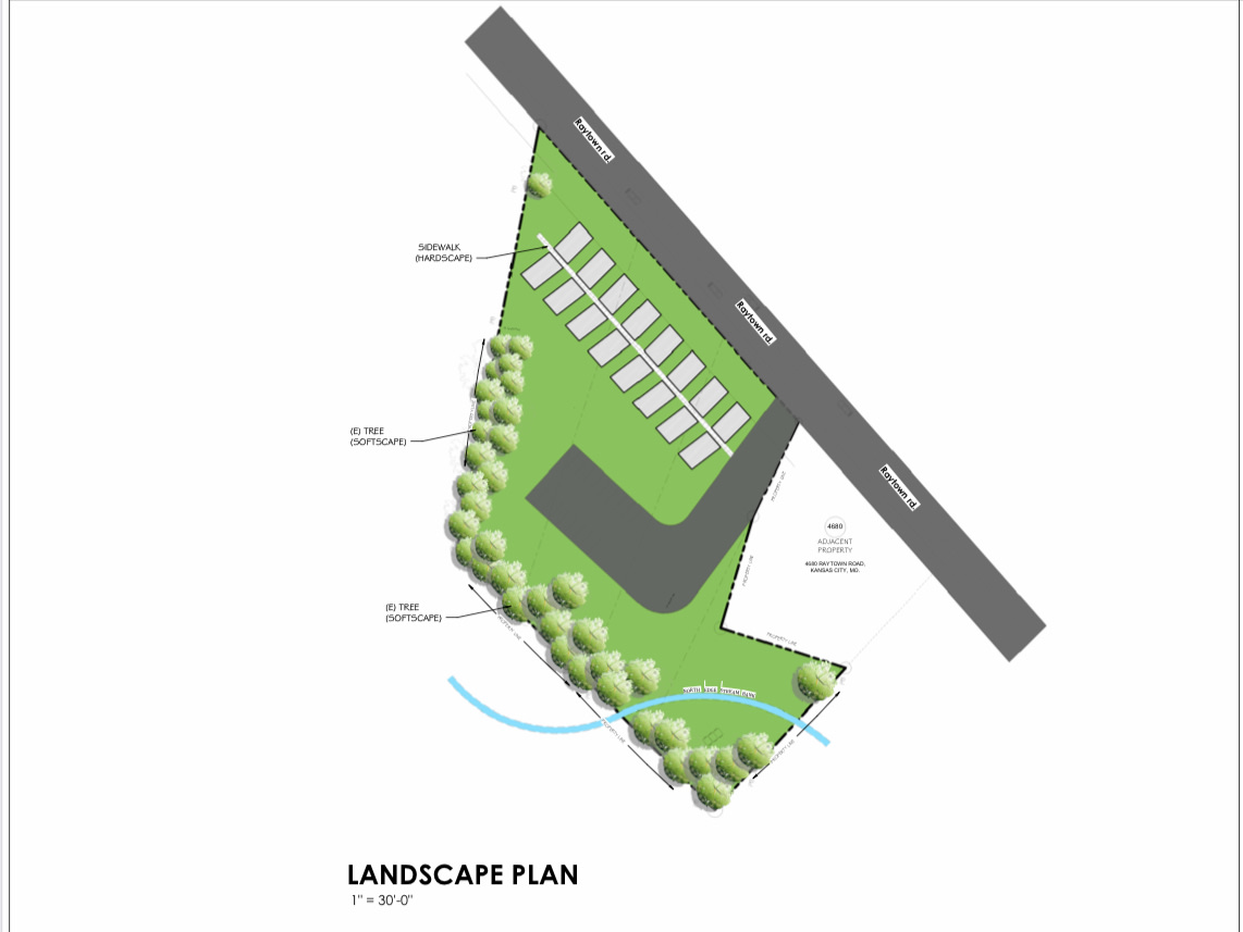 General site plan of potential parking lot. 