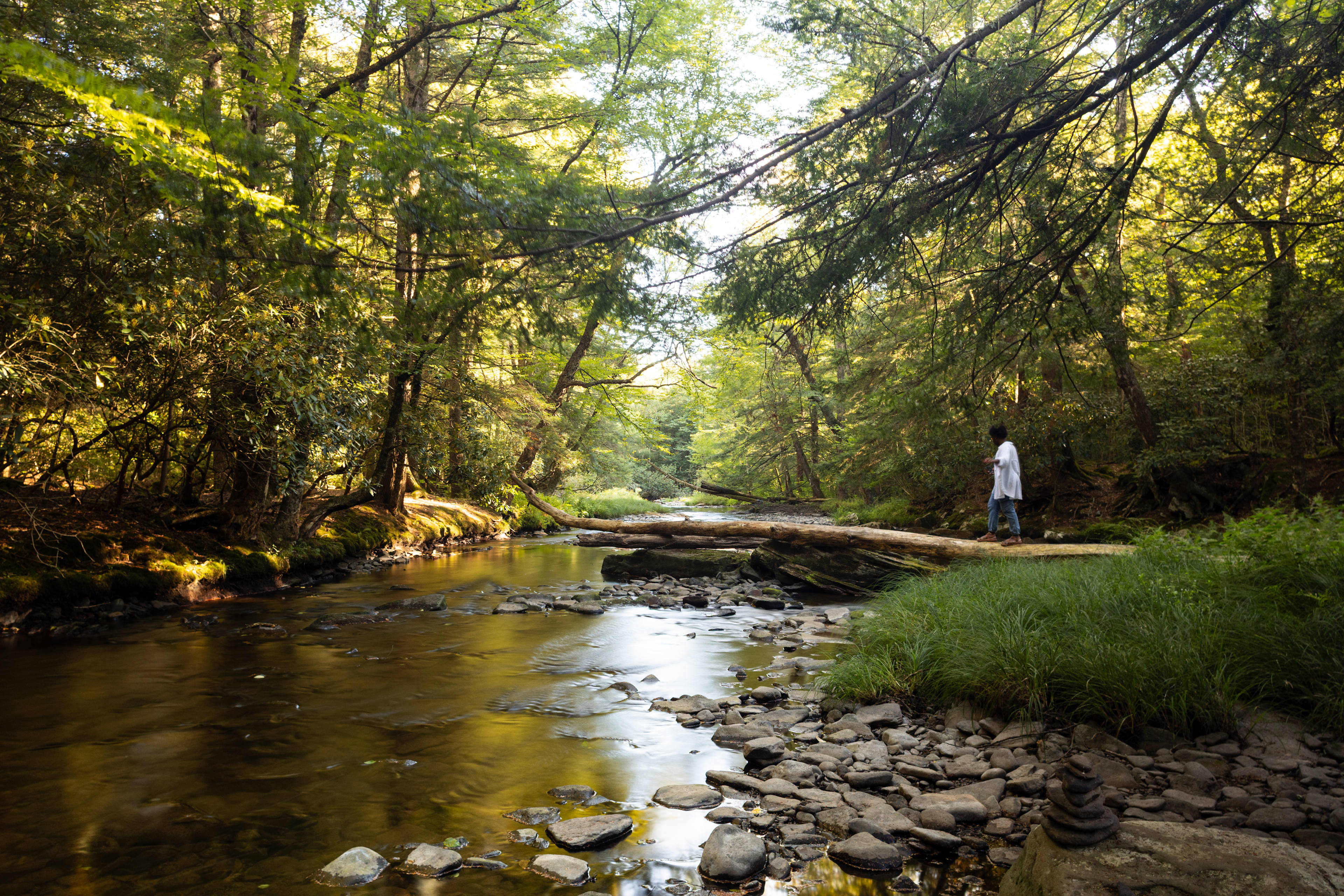 Exploring the river just a few feet away from my tent