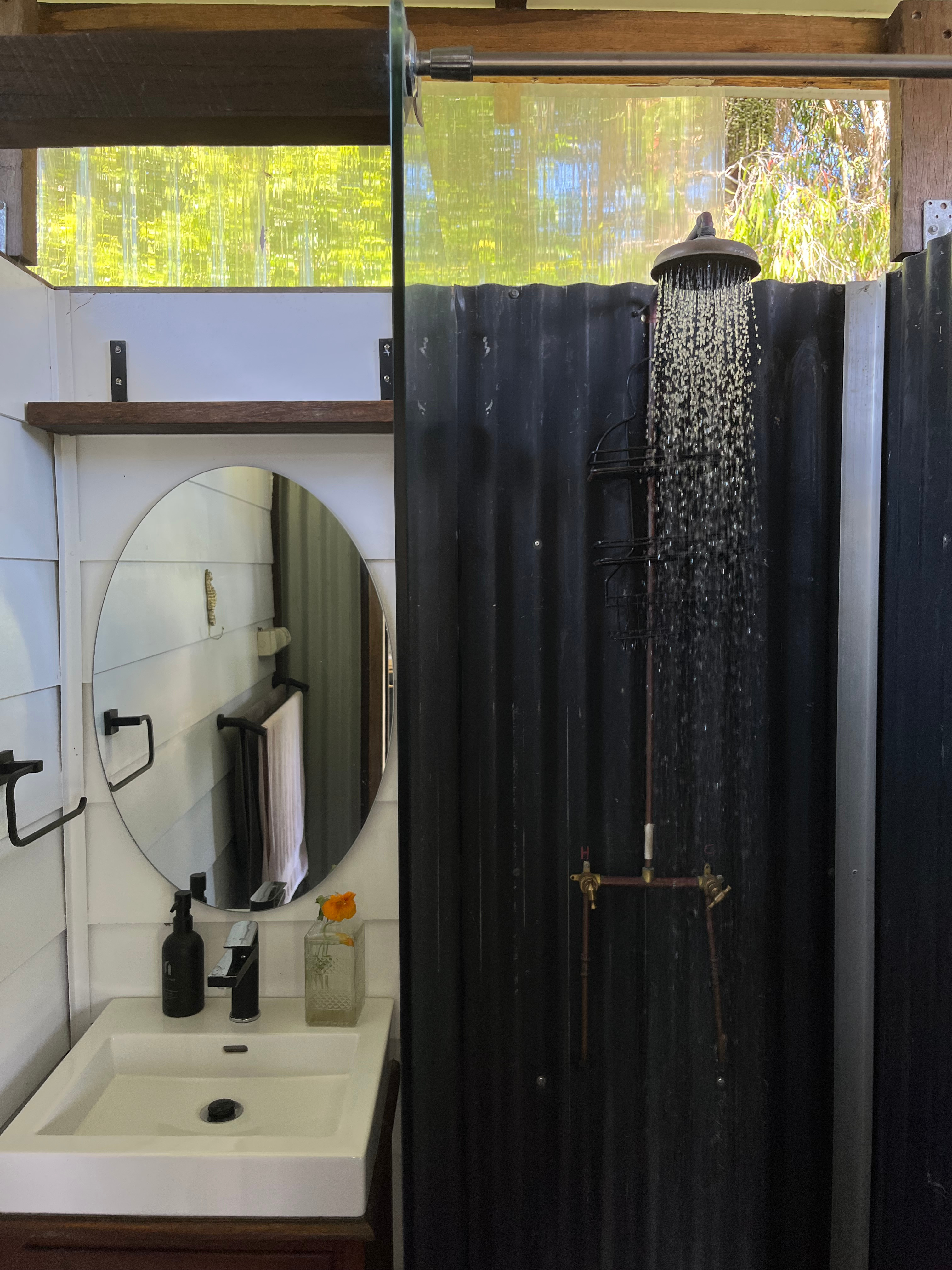 The shower on the deck.