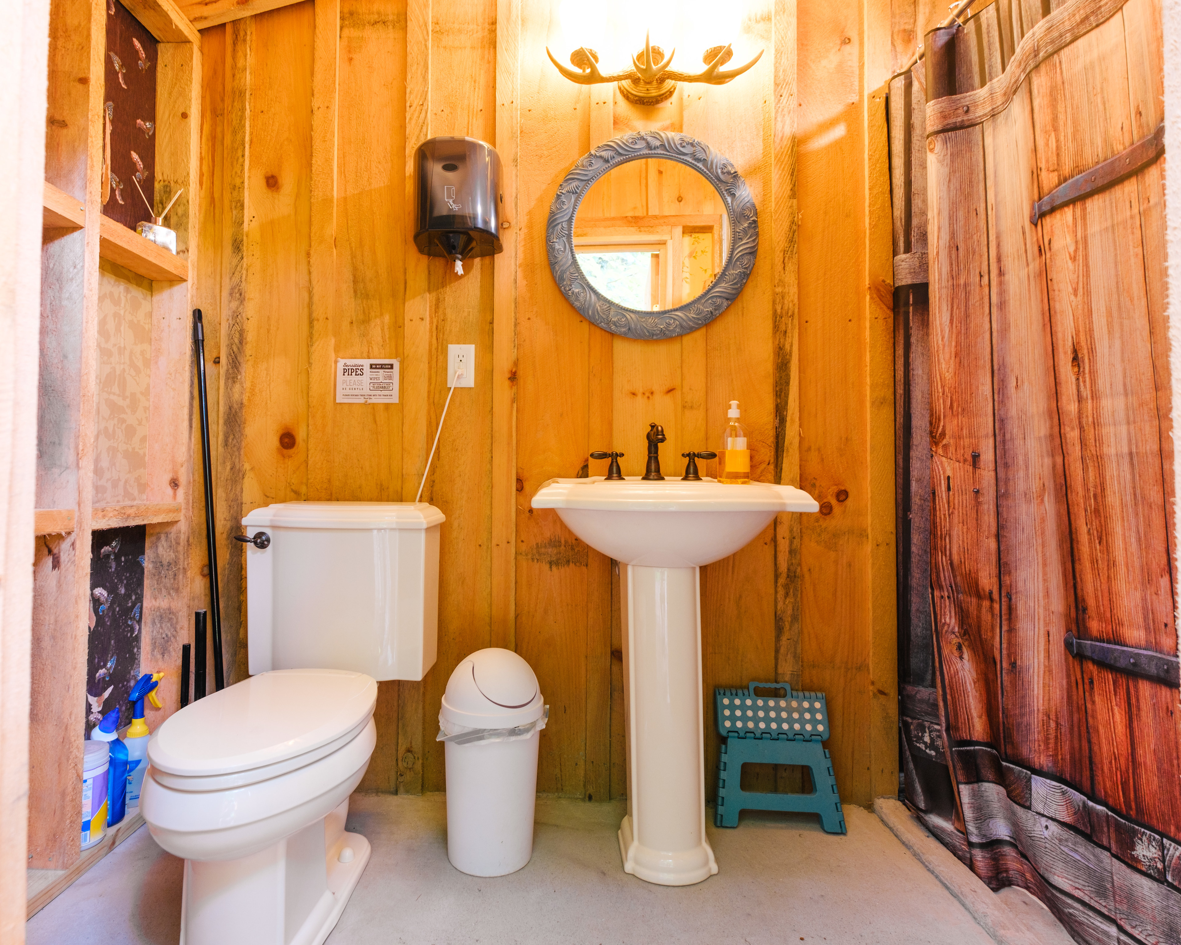 clean bathroom; toilet seat is heated!