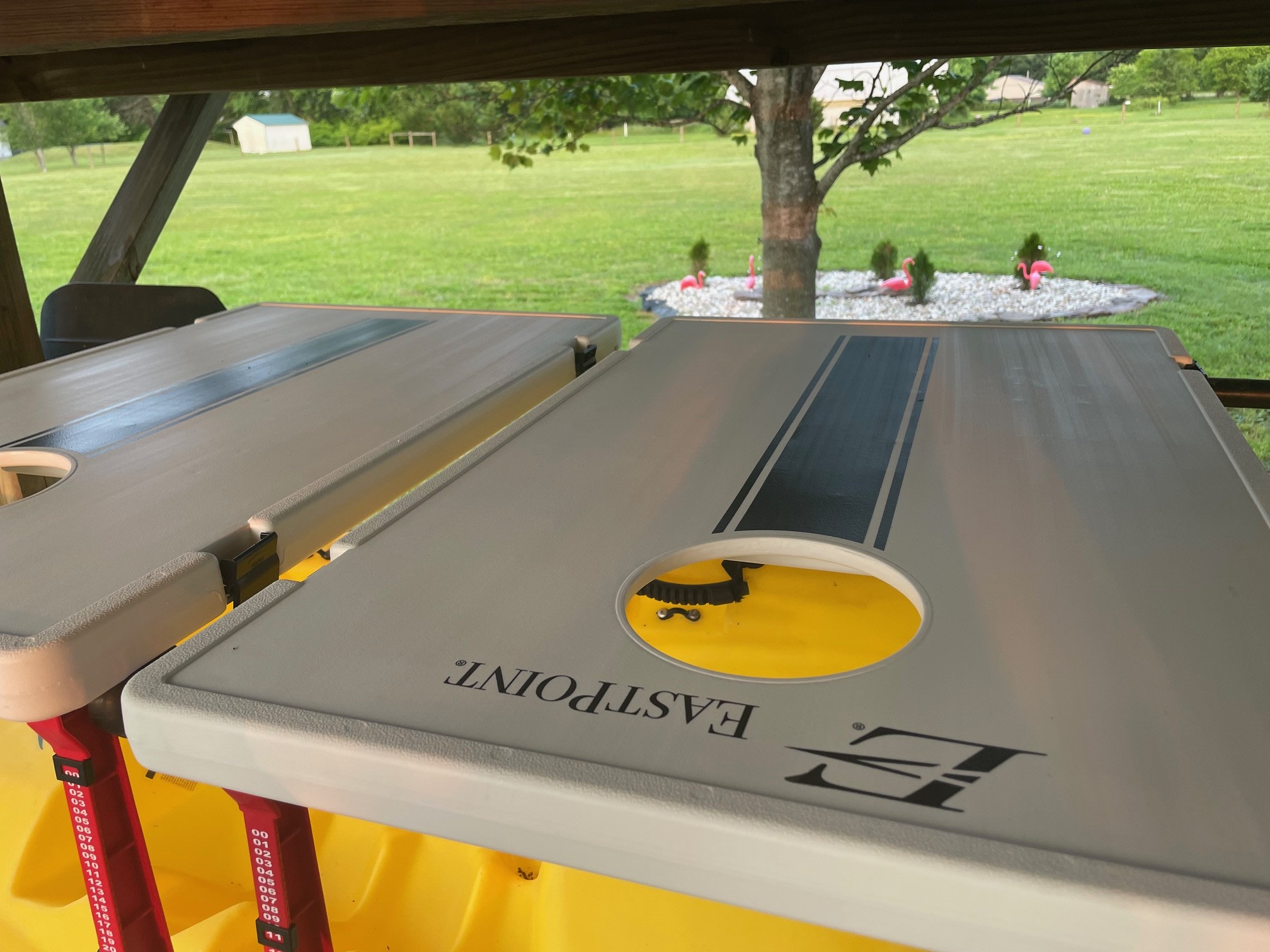 Cornhole Set – Rules posted for friendly competition.  Plenty of room to perfect your skills!