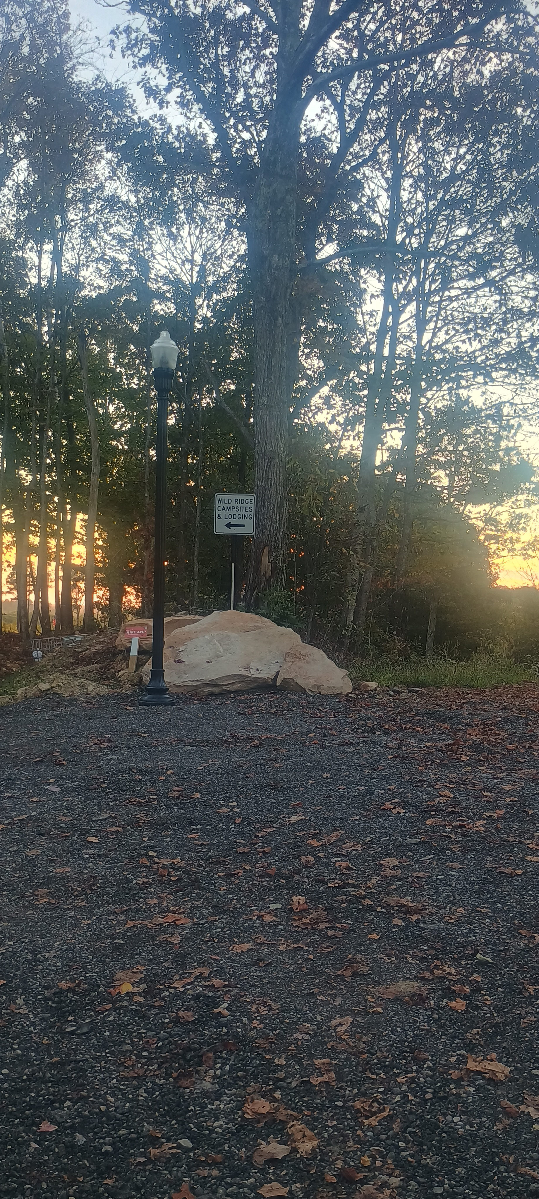 signs posted for Wild Ridge campsites and lodging LLC