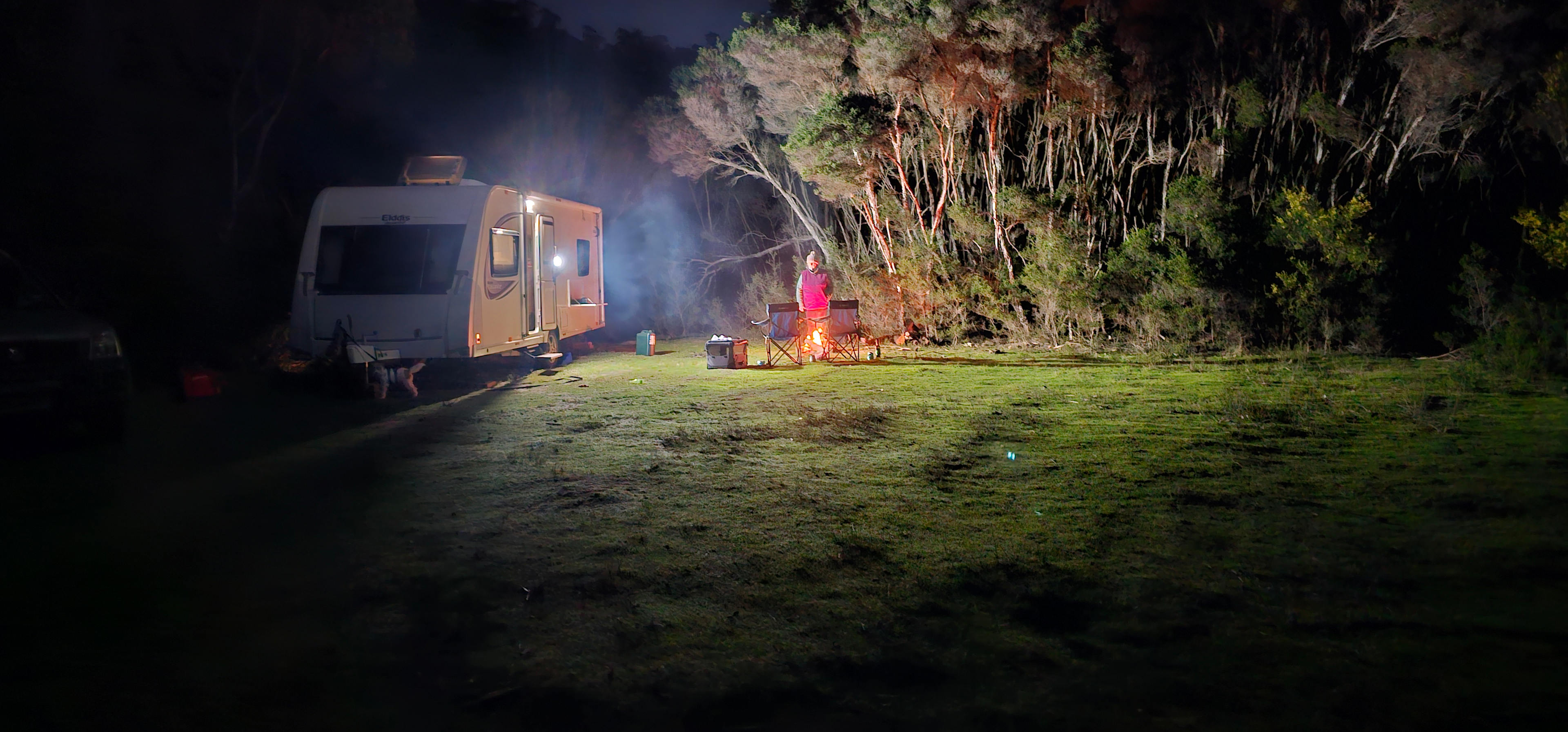 Peaceful night by the fire