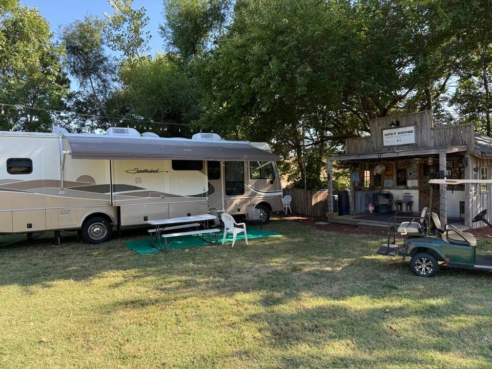 My Class A parked next to the Hitesville Opry House